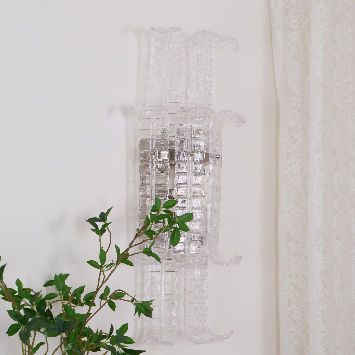 Aurora Wall Sconce Clear Murano Glass Panel Geometric-Neutral Decor