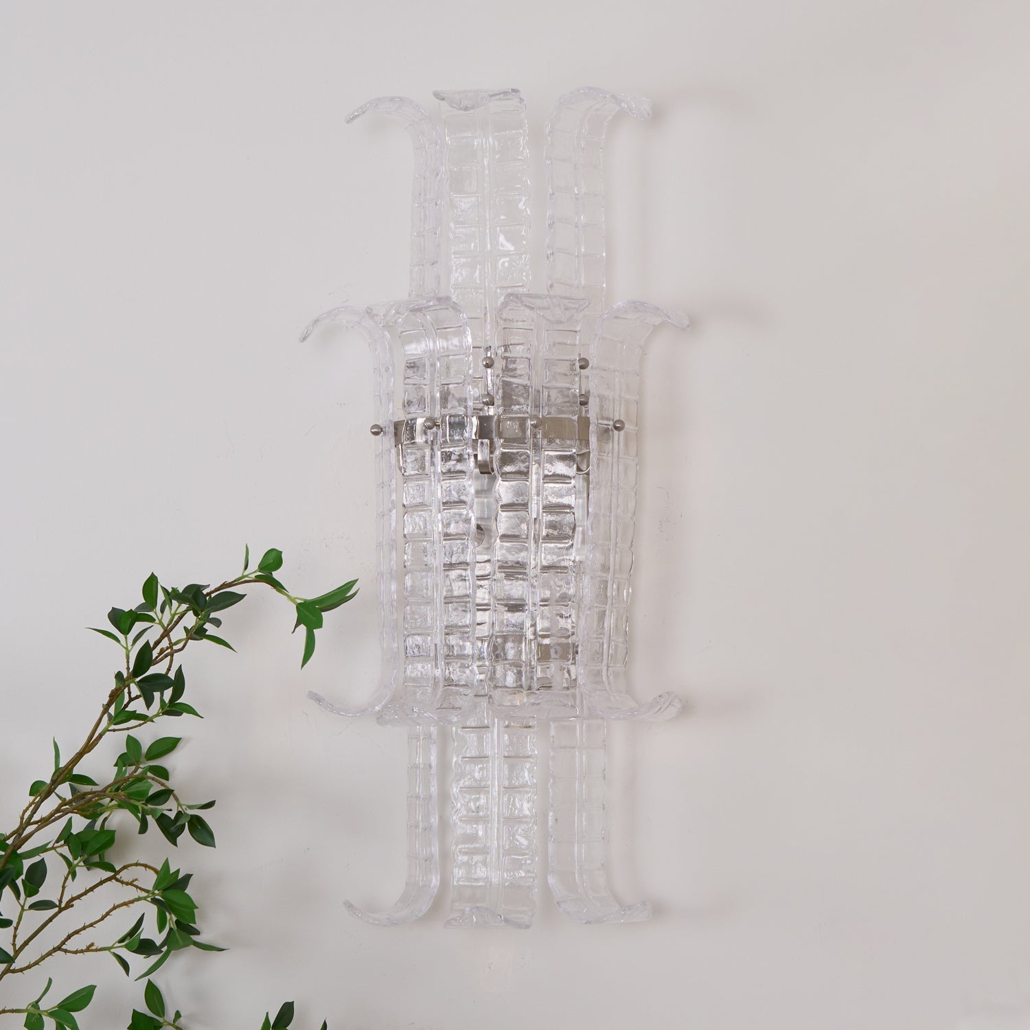 Aurora Wall Sconce Clear Murano Glass Panel Geometric-Neutral Decor