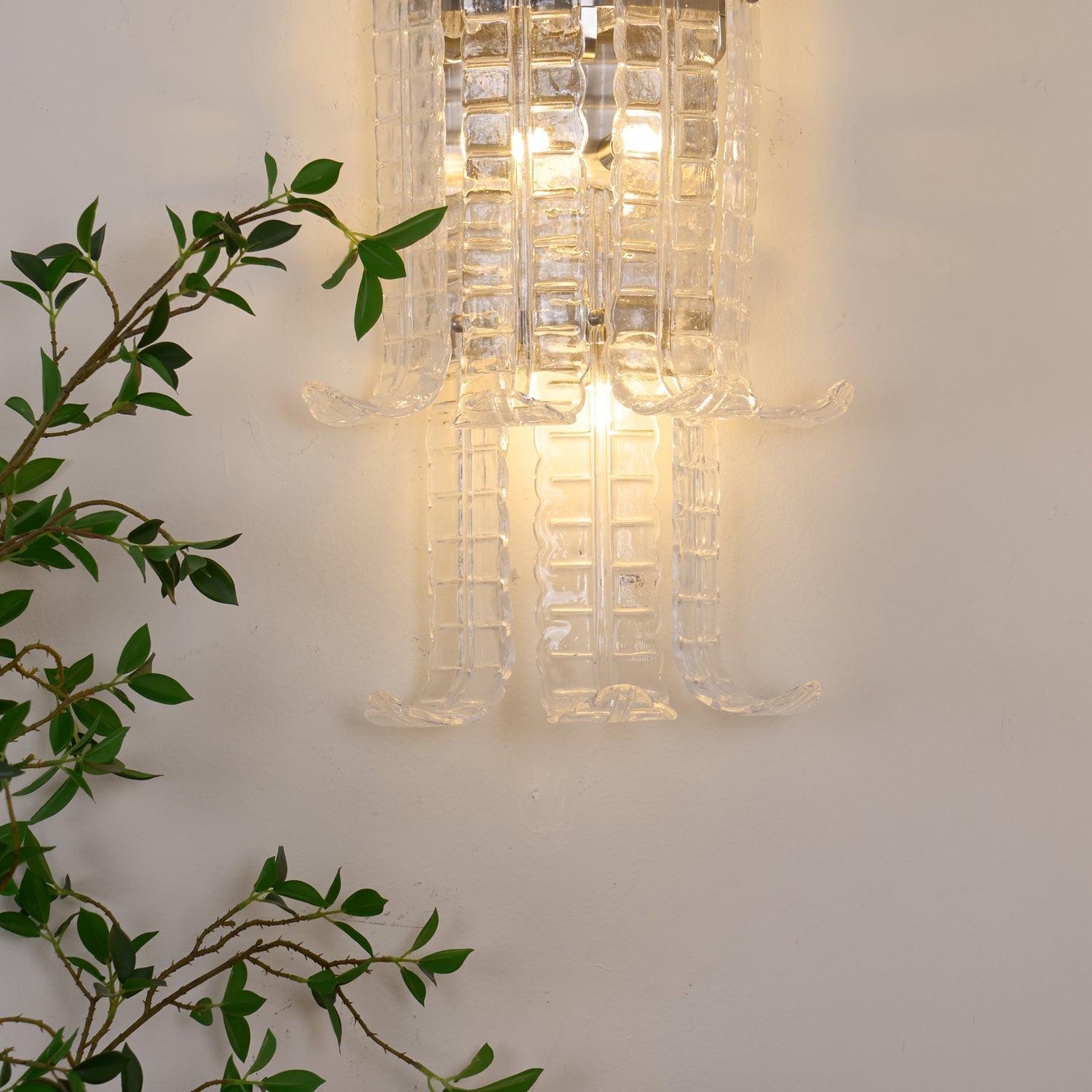 Aurora Wall Sconce Clear Murano Glass Panel Geometric-Neutral Decor