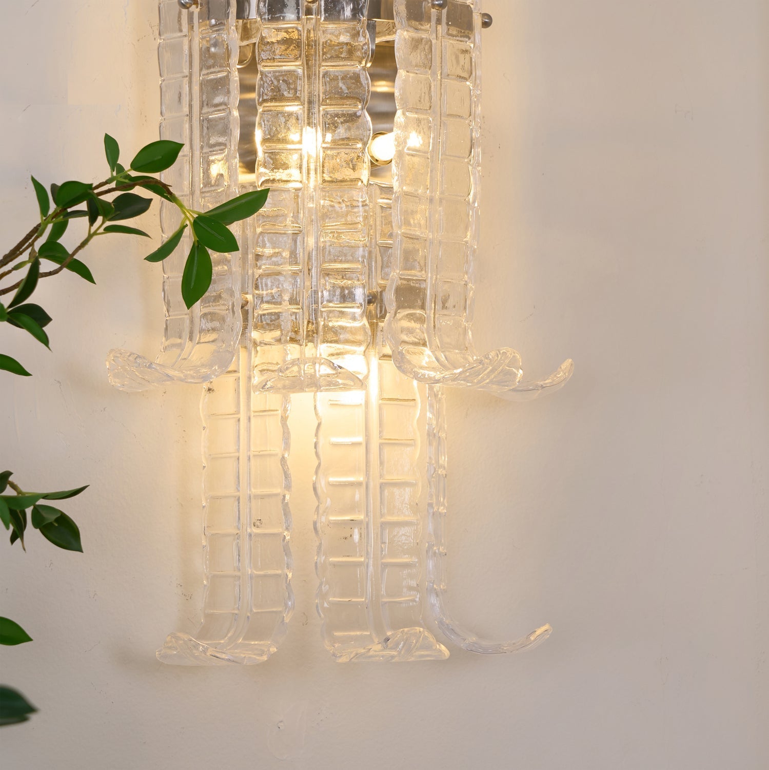 Aurora Wall Sconce Clear Murano Glass Panel Geometric-Neutral Decor