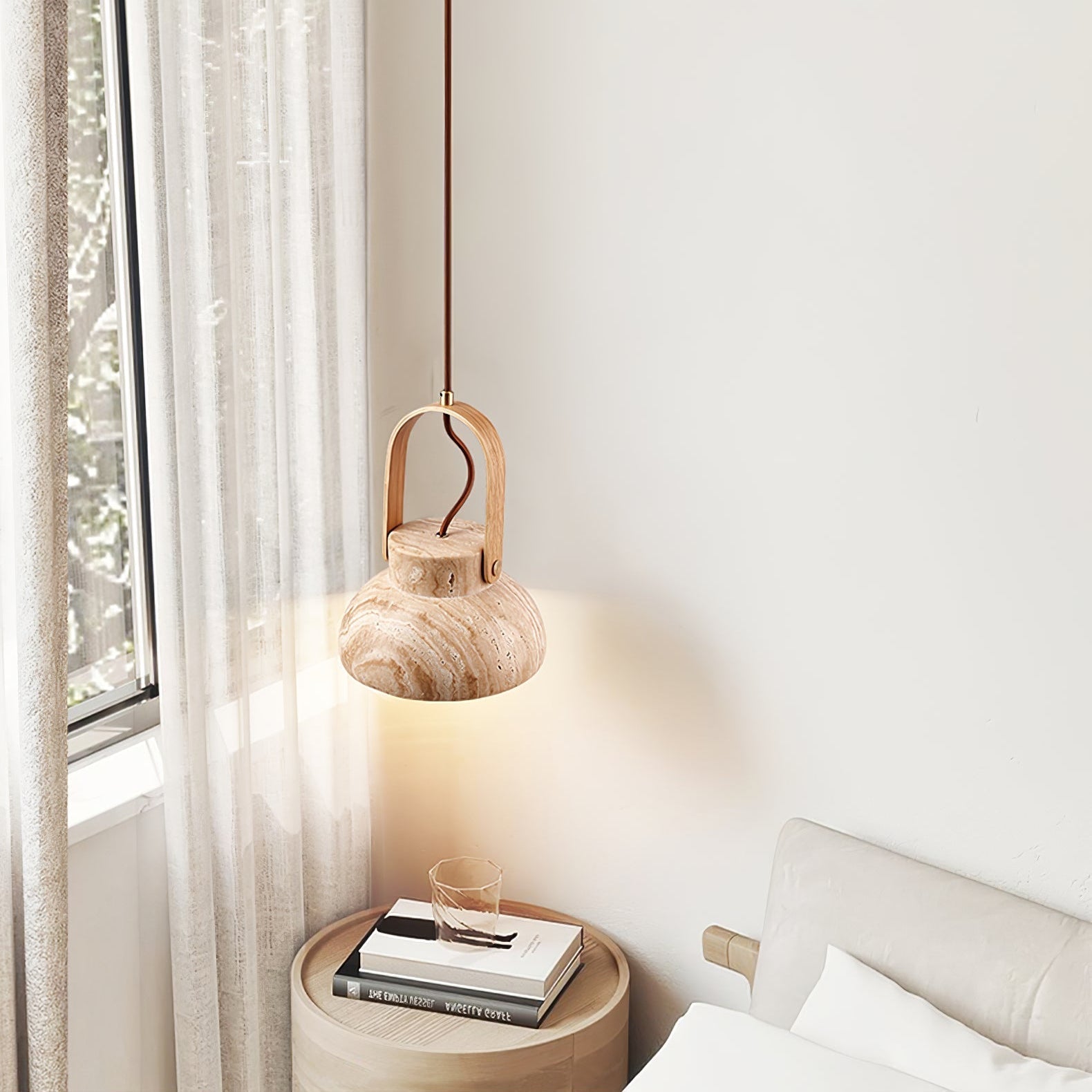 Frix Travertine Pendant Light-Neutral Decor