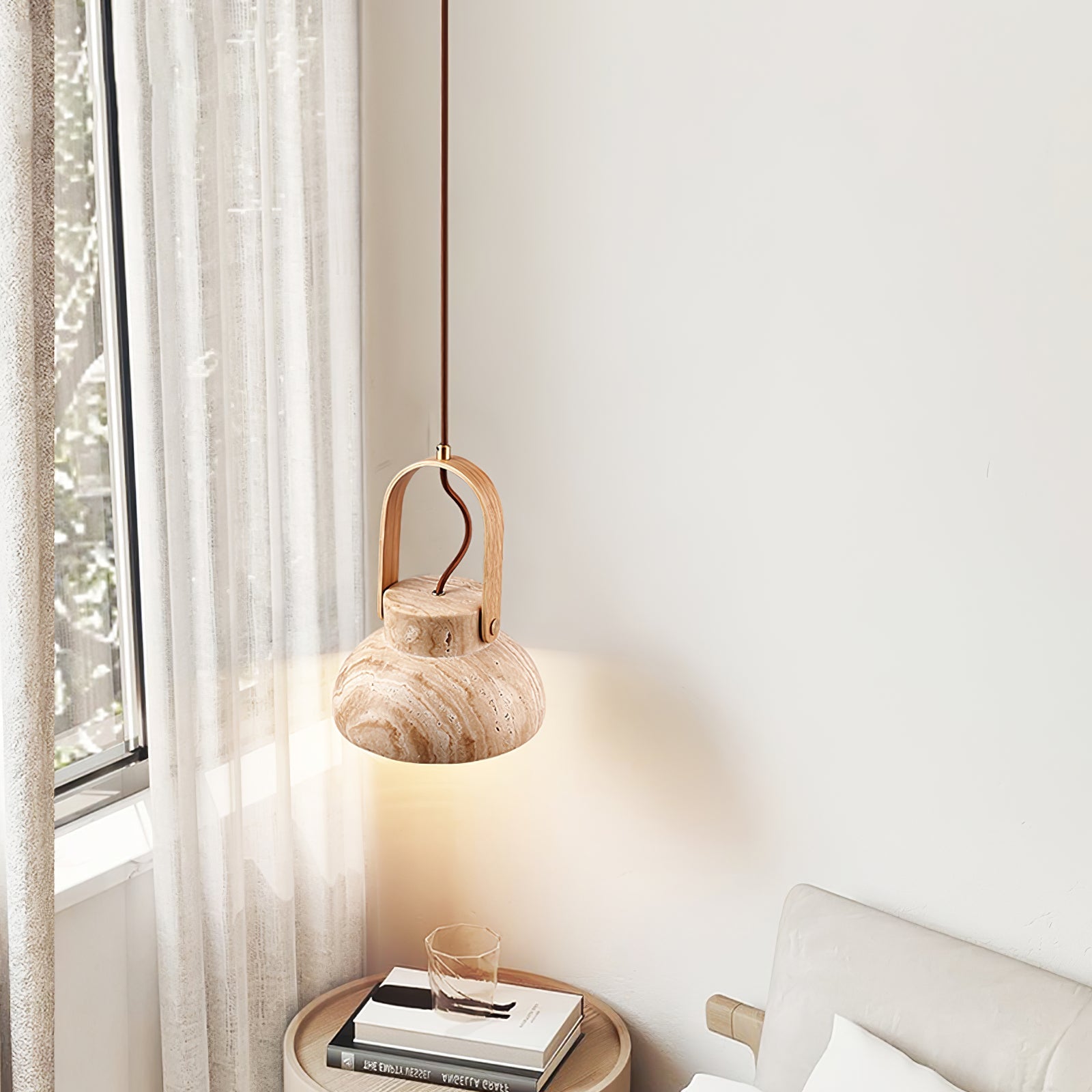 Frix Travertine Pendant Light-Neutral Decor