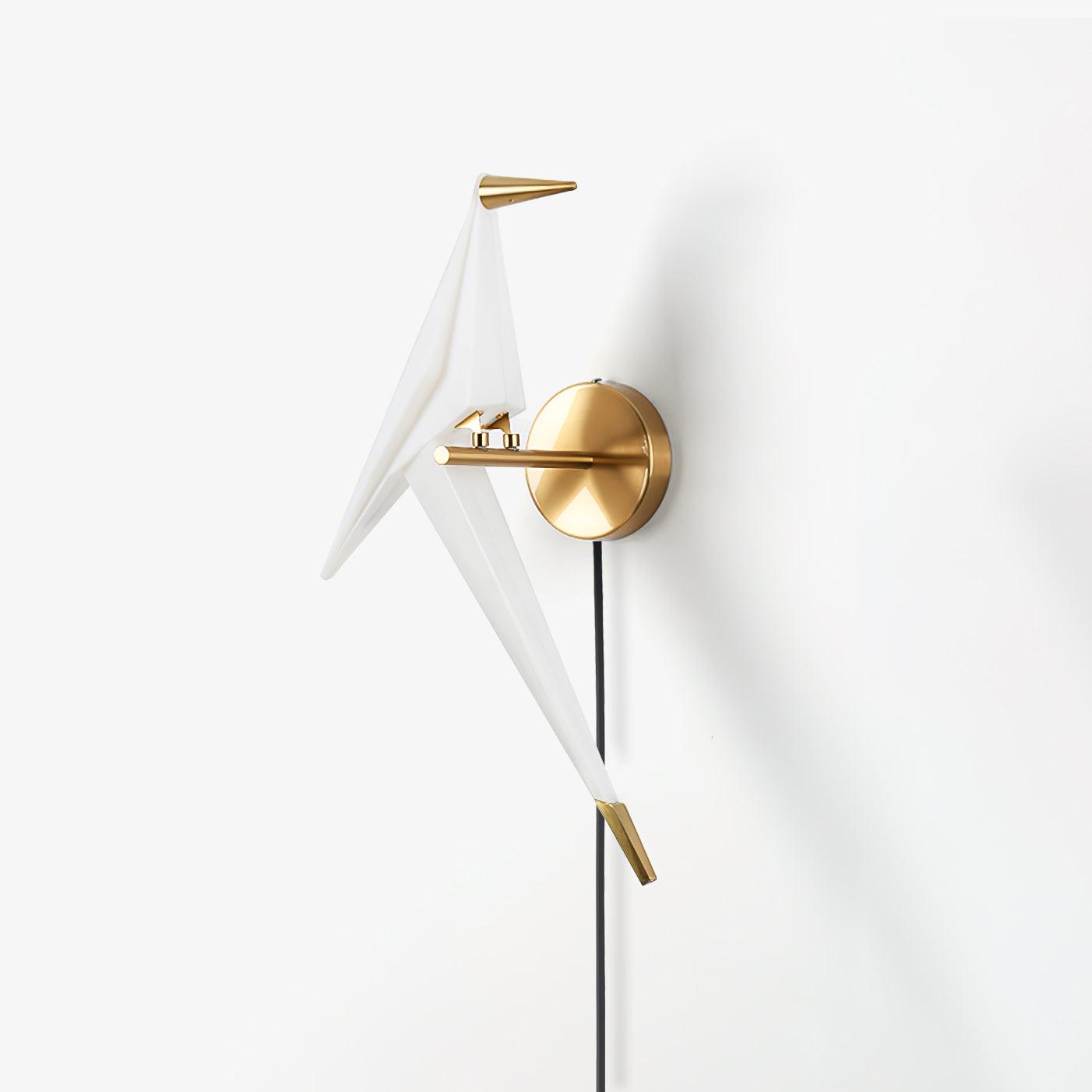 Visileth Nordic Art Crane Plug-In Wall Lamp-Neutral Decor