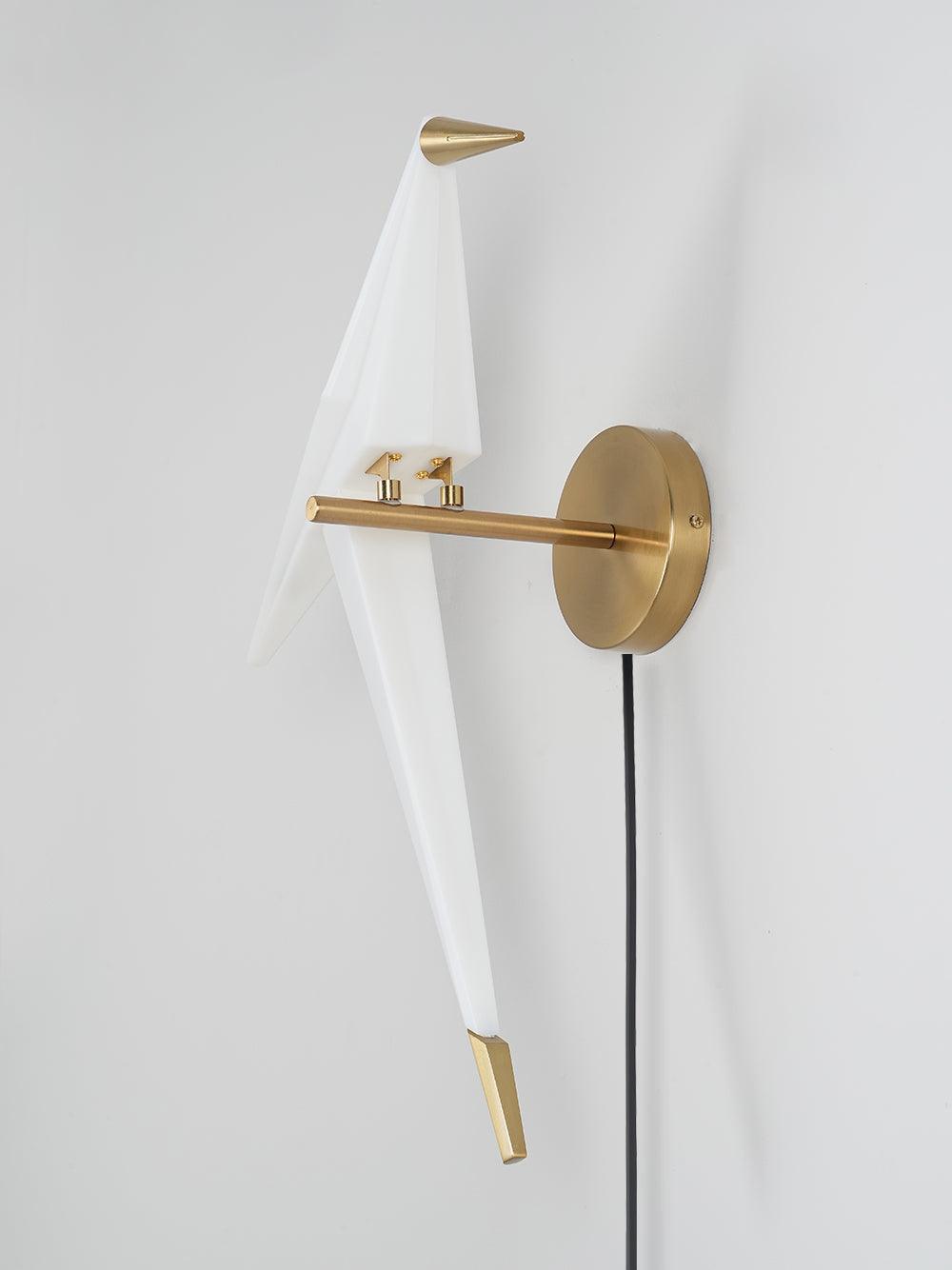 Visileth Nordic Art Crane Plug-In Wall Lamp-Neutral Decor