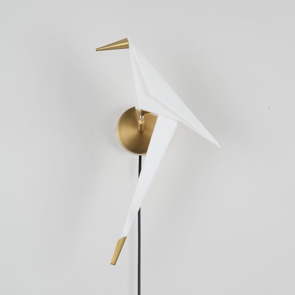 Visileth Nordic Art Crane Plug-In Wall Lamp-Neutral Decor