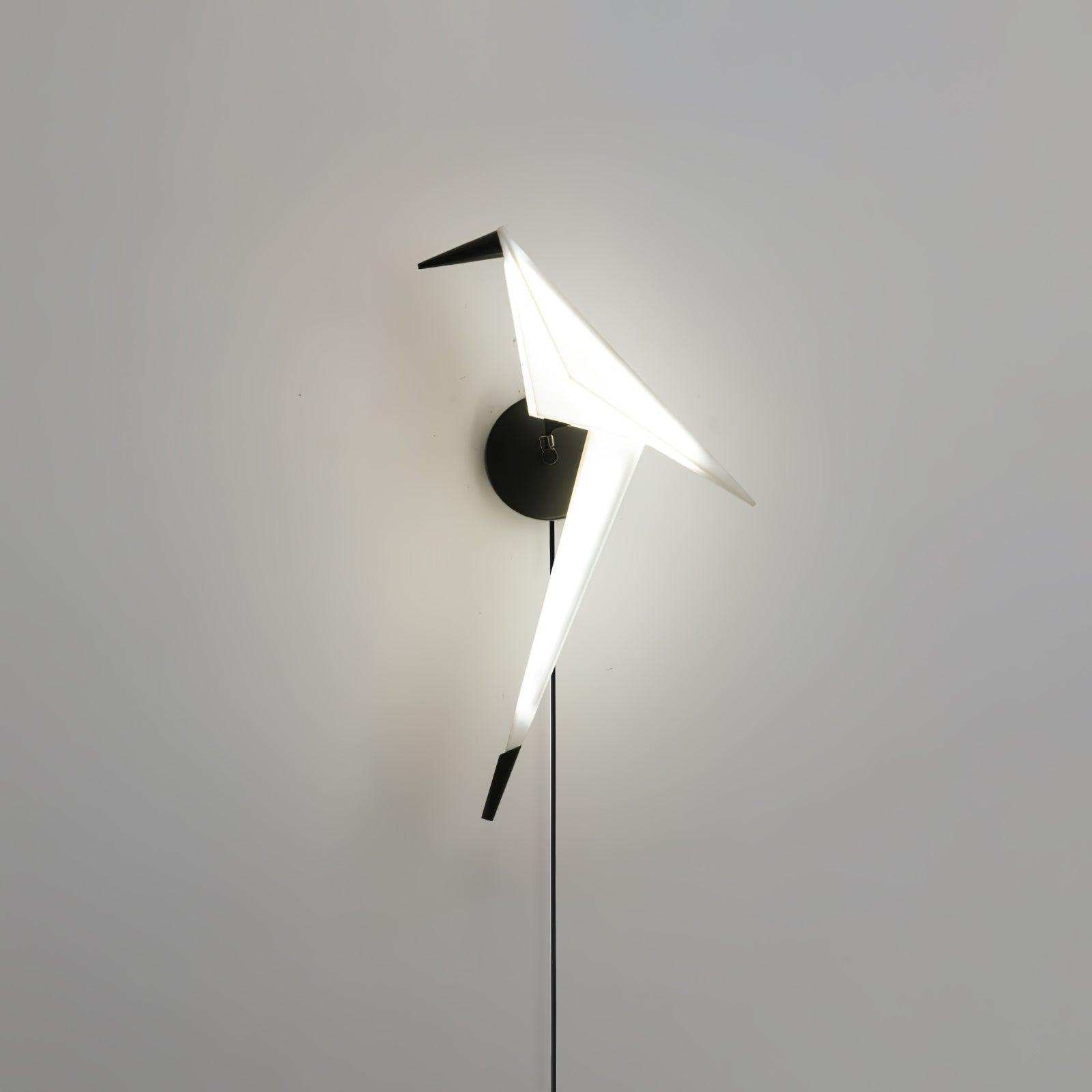 Visileth Nordic Art Crane Plug-In Wall Lamp-Neutral Decor