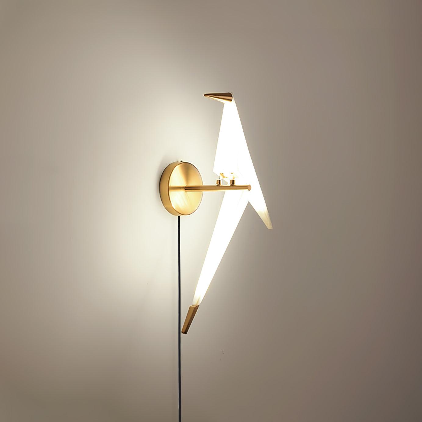 Visileth Nordic Art Crane Plug-In Wall Lamp-Neutral Decor
