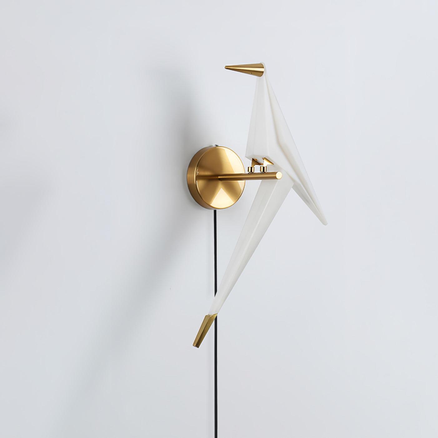 Visileth Nordic Art Crane Plug-In Wall Lamp-Neutral Decor