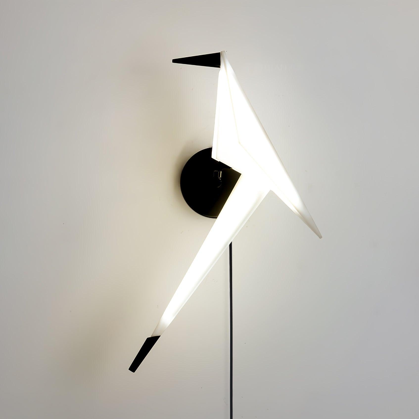 Visileth Nordic Art Crane Plug-In Wall Lamp-Neutral Decor