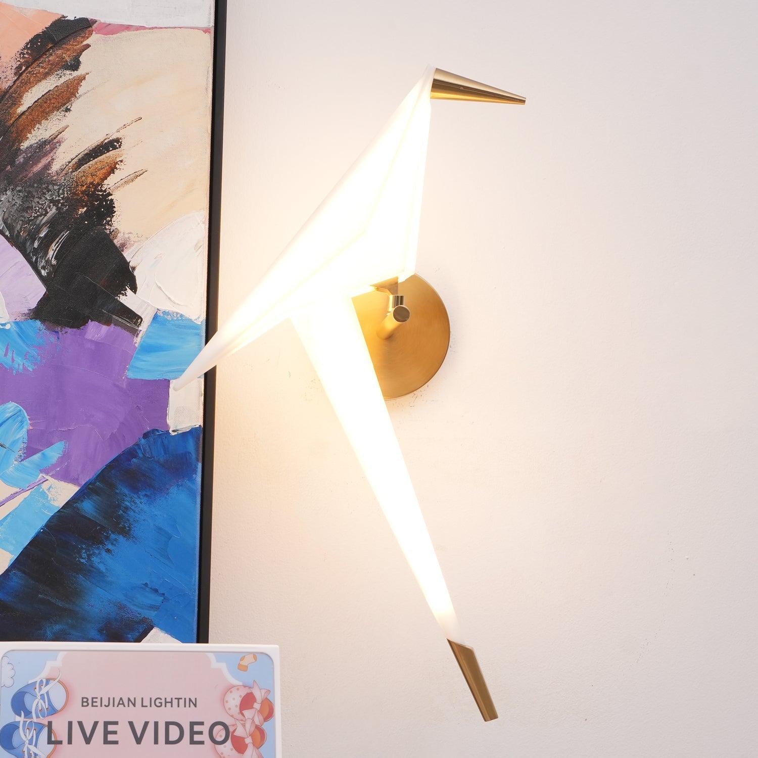 Visileth Nordic Art Crane Plug-In Wall Lamp-Neutral Decor