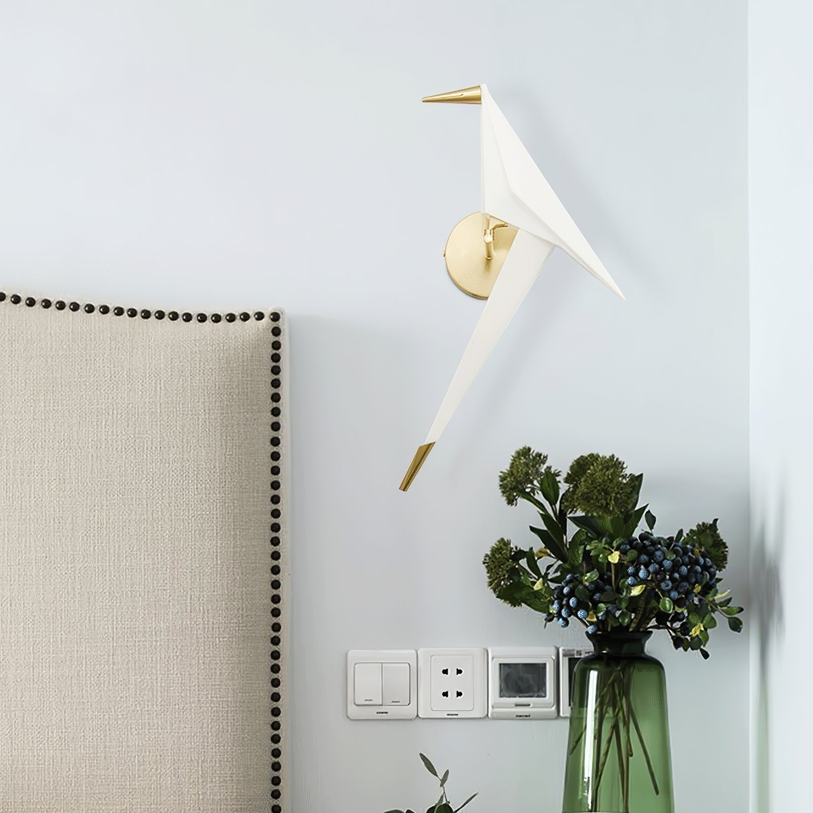 Eovela Nordic Art Paper Crane Wall Lamp-Neutral Decor