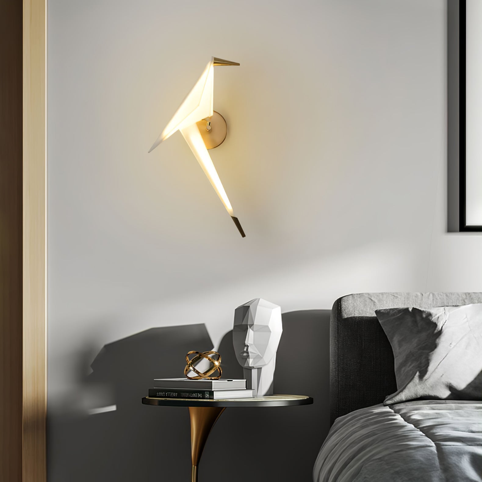 Eovela Nordic Art Paper Crane Wall Lamp-Neutral Decor