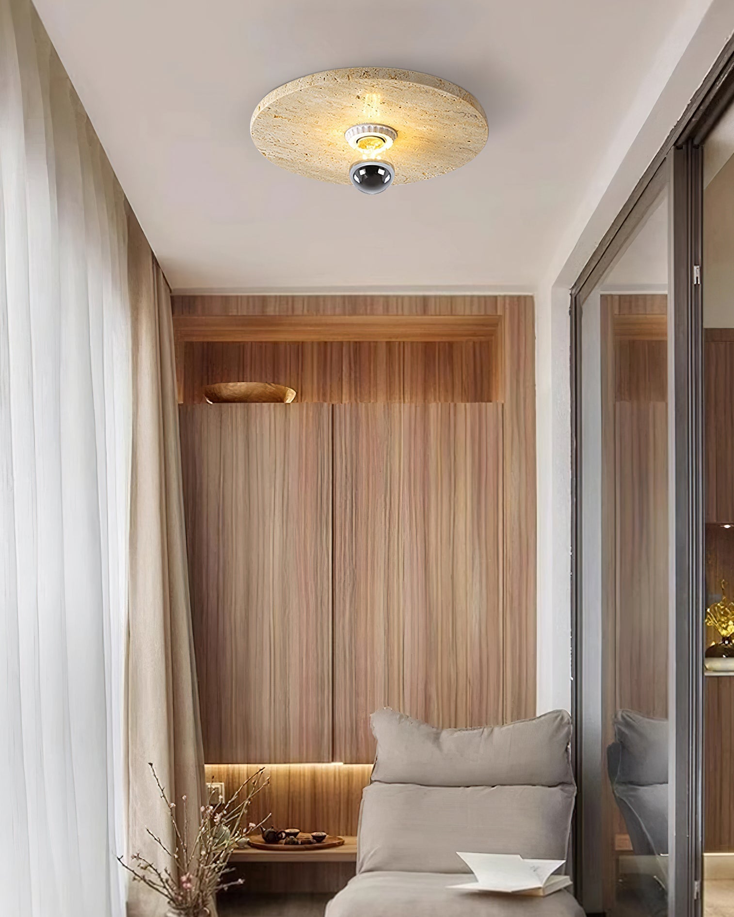 The Avize Ceiling Lamp shown from a side angle to display its slim profile.