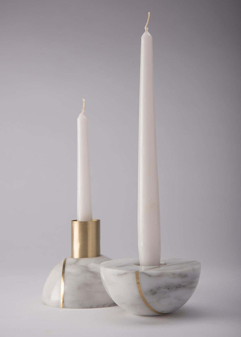 Axis Sphere Marble Candle Holder-Neutral Decor