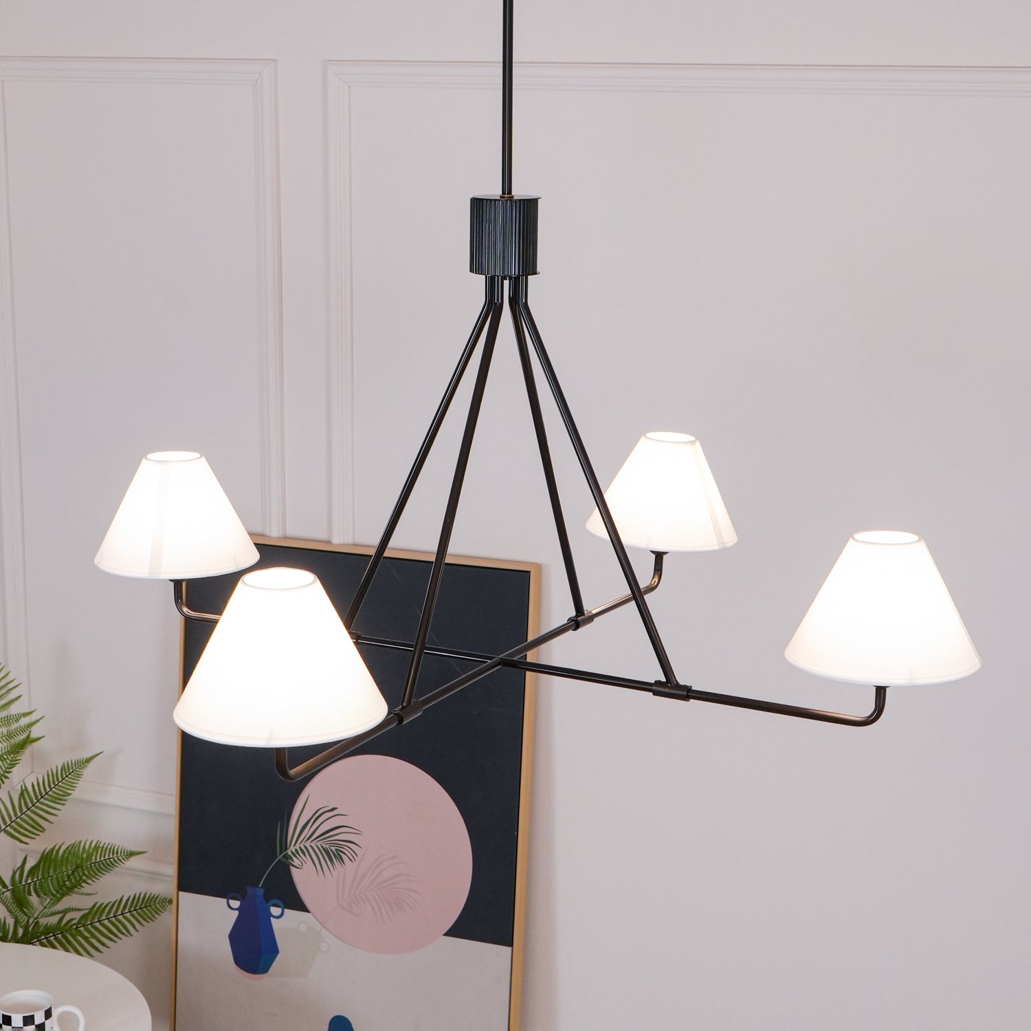 Vase Chandelier Cone Shade Minimalist-Neutral Decor