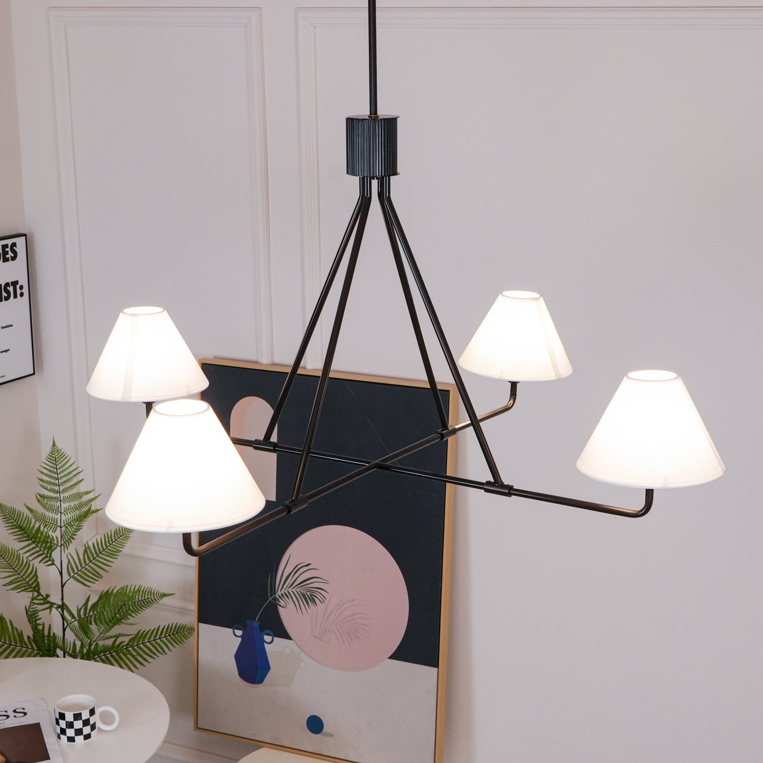 Vase Chandelier Cone Shade Minimalist-Neutral Decor