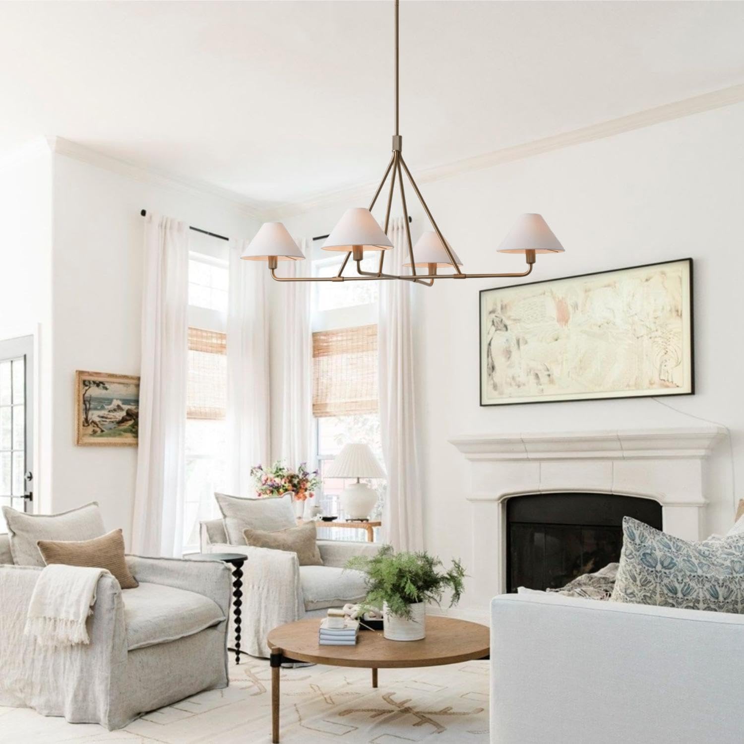 Vase Chandelier Cone Shade Minimalist-Neutral Decor