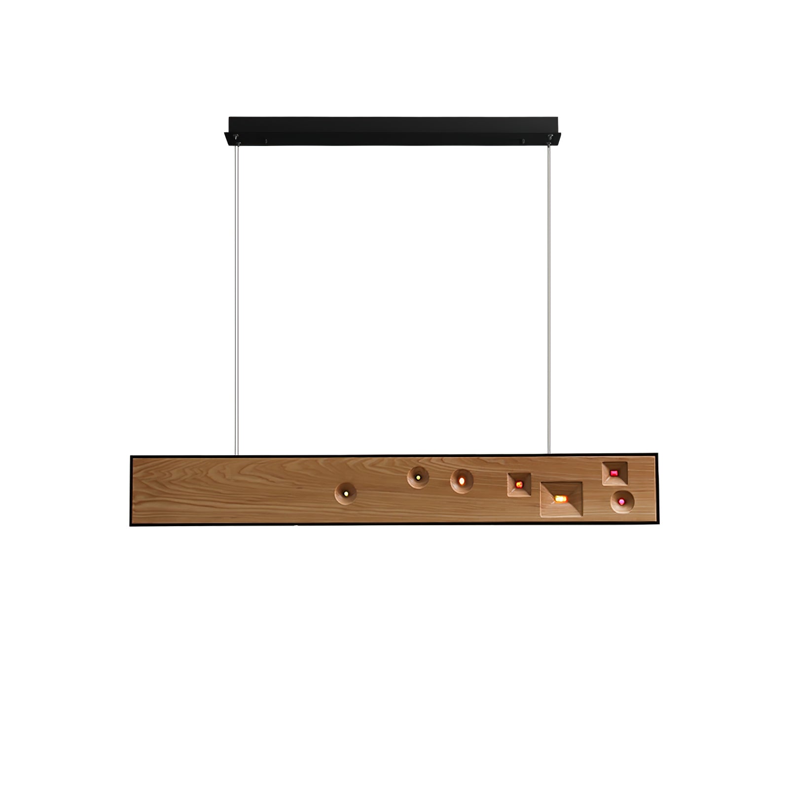 Lustra Pendant Light Wood Gemstone Linear LED-Neutral Decor