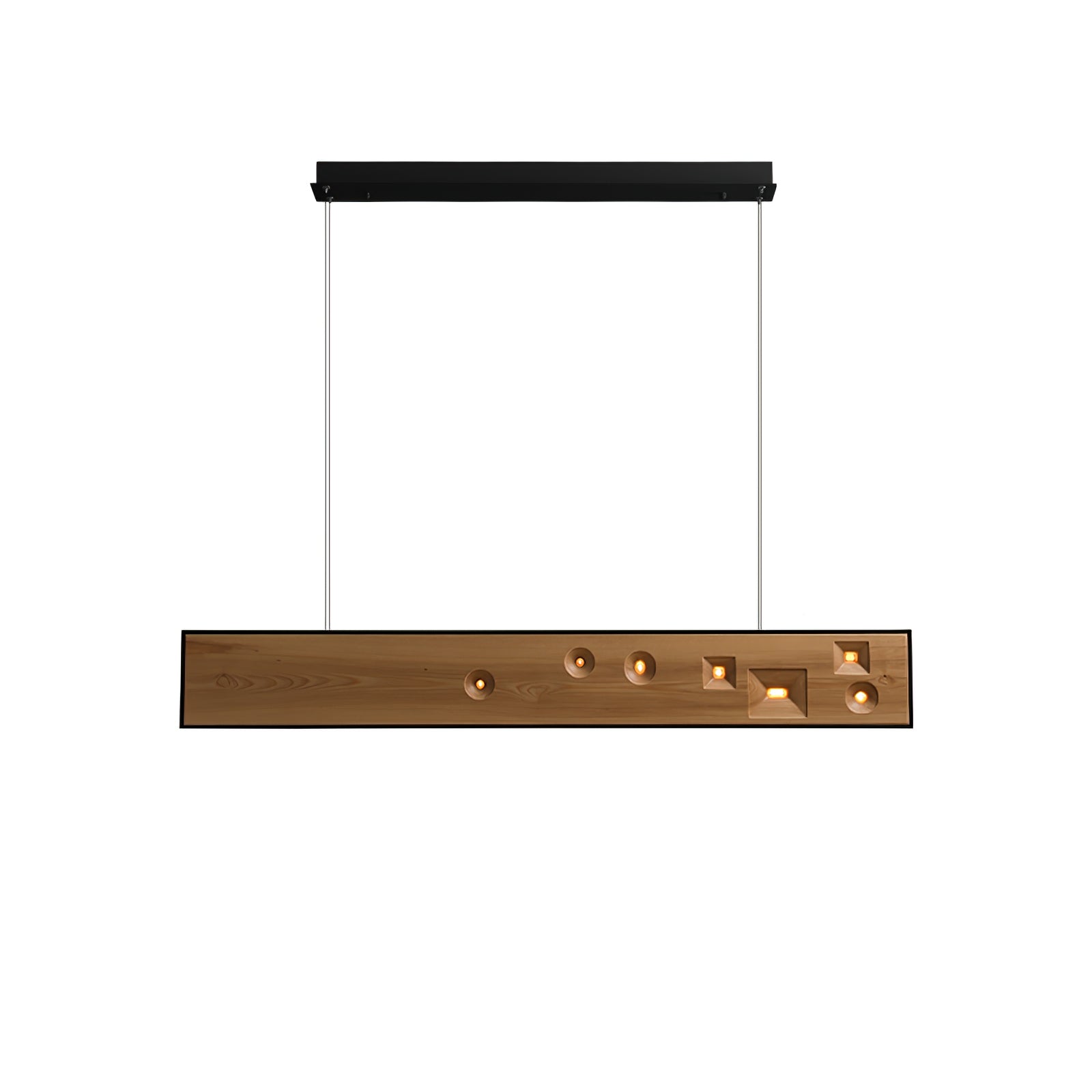 Lustra Pendant Light Wood Gemstone Linear LED-Neutral Decor