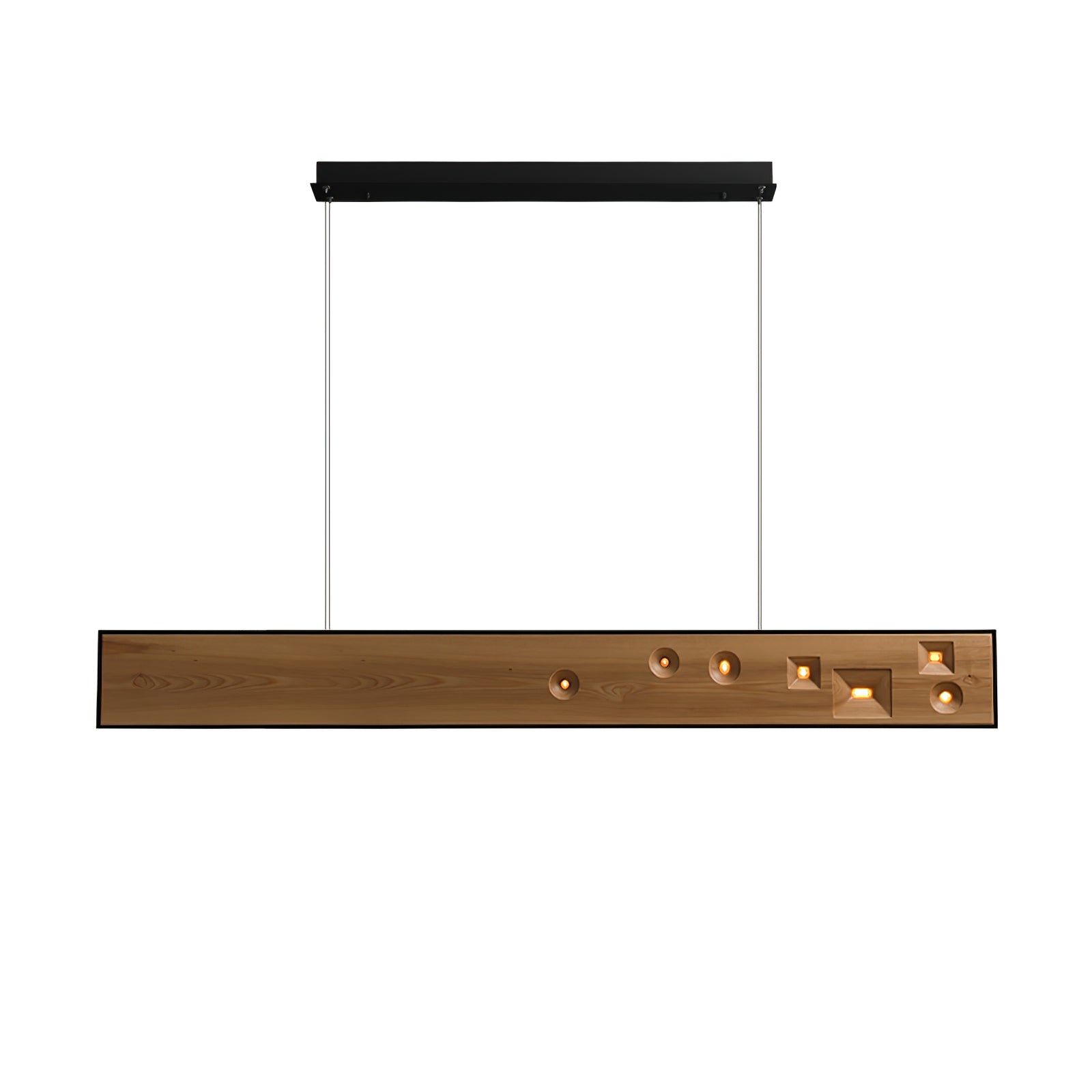 Lustra Pendant Light Wood Gemstone Linear LED-Neutral Decor