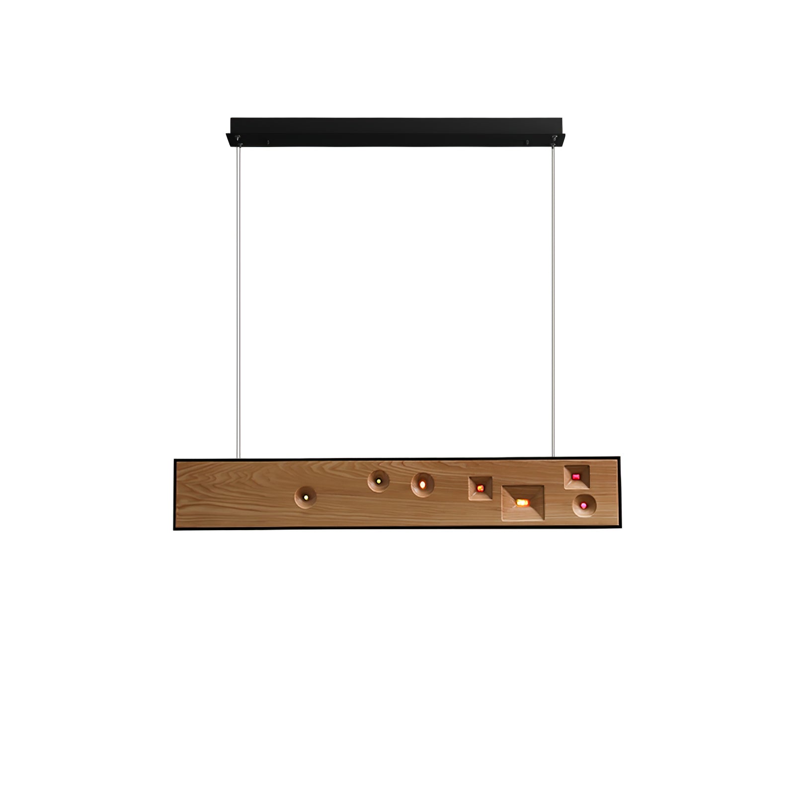 Lustra Pendant Light Wood Gemstone Linear LED-Neutral Decor