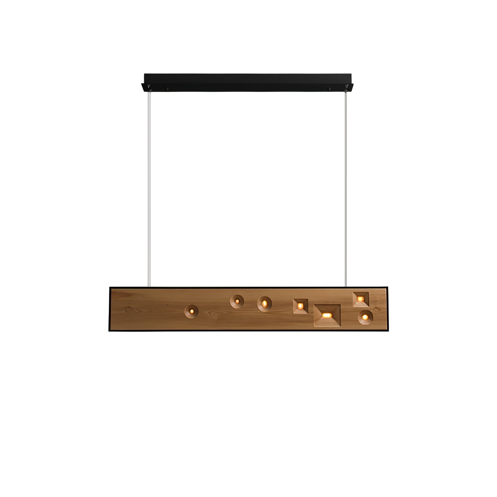 Lustra Pendant Light Wood Gemstone Linear LED-Neutral Decor