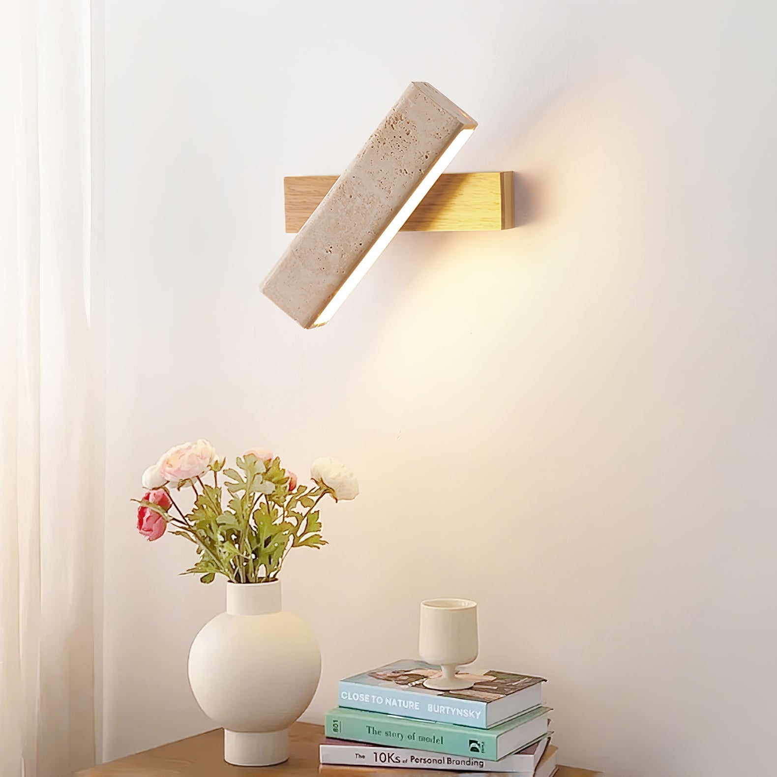 Esorora Rectangular Travertine Wall Light-Neutral Decor
