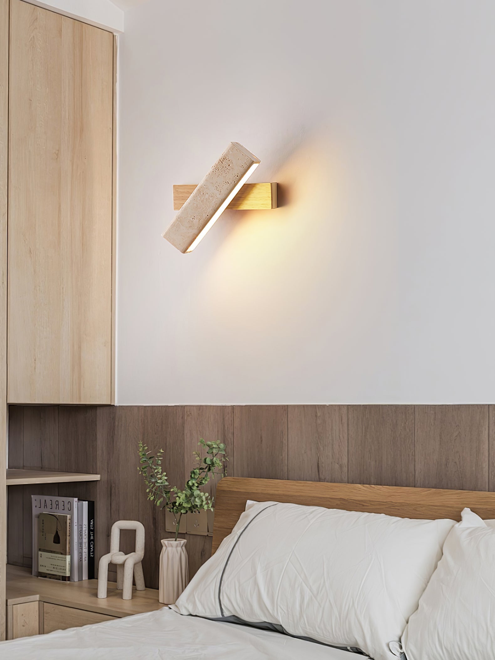 Esorora Rectangular Travertine Wall Light-Neutral Decor