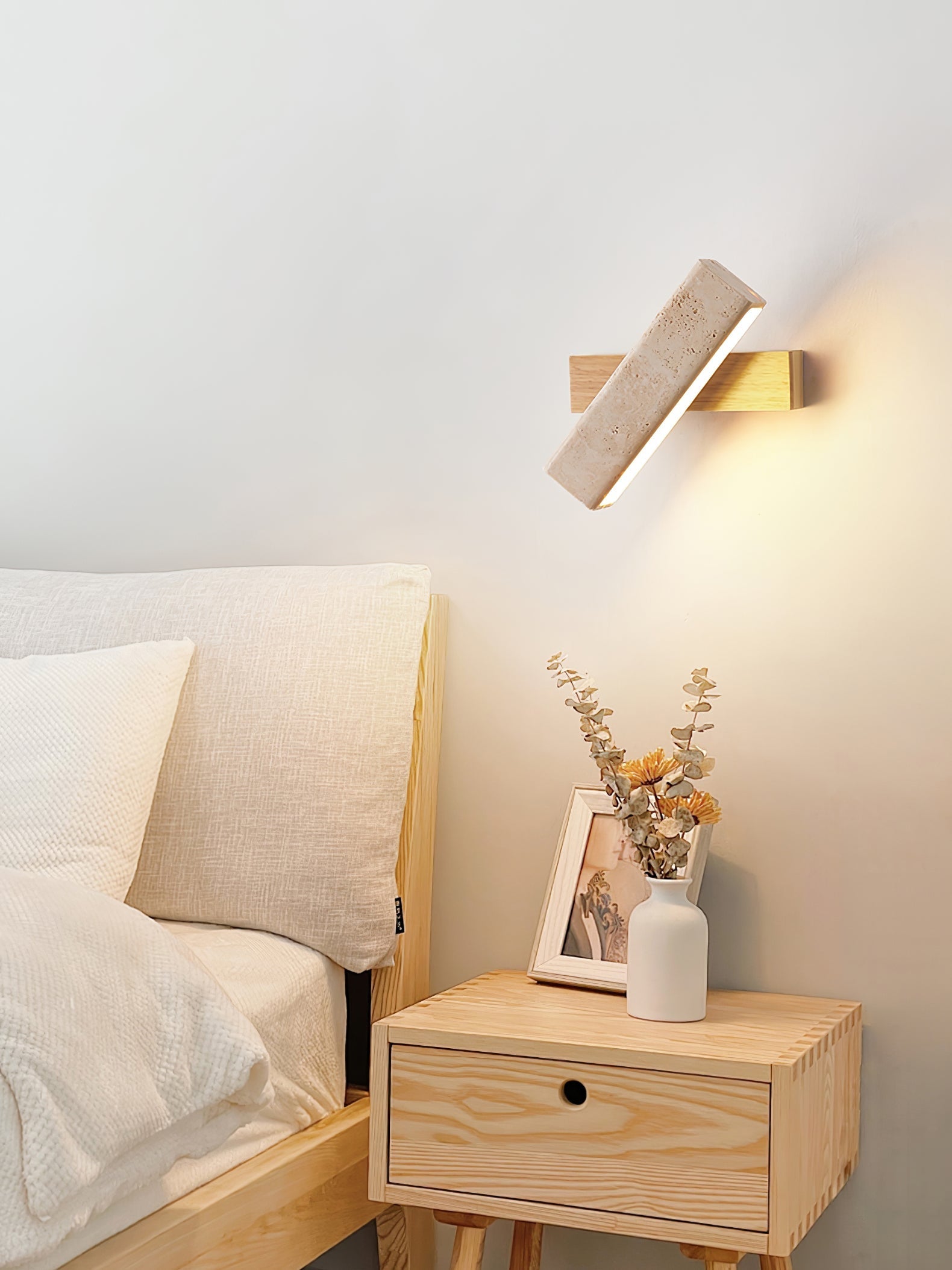 Esorora Rectangular Travertine Wall Light-Neutral Decor