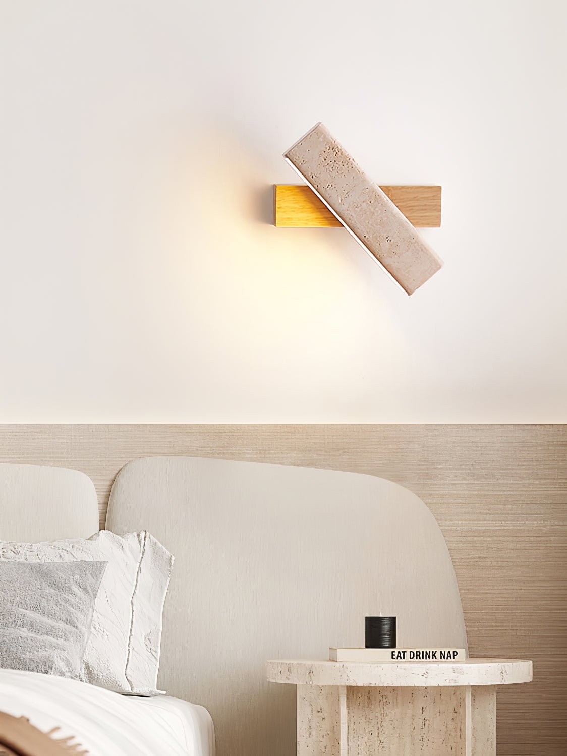Esorora Rectangular Travertine Wall Light-Neutral Decor