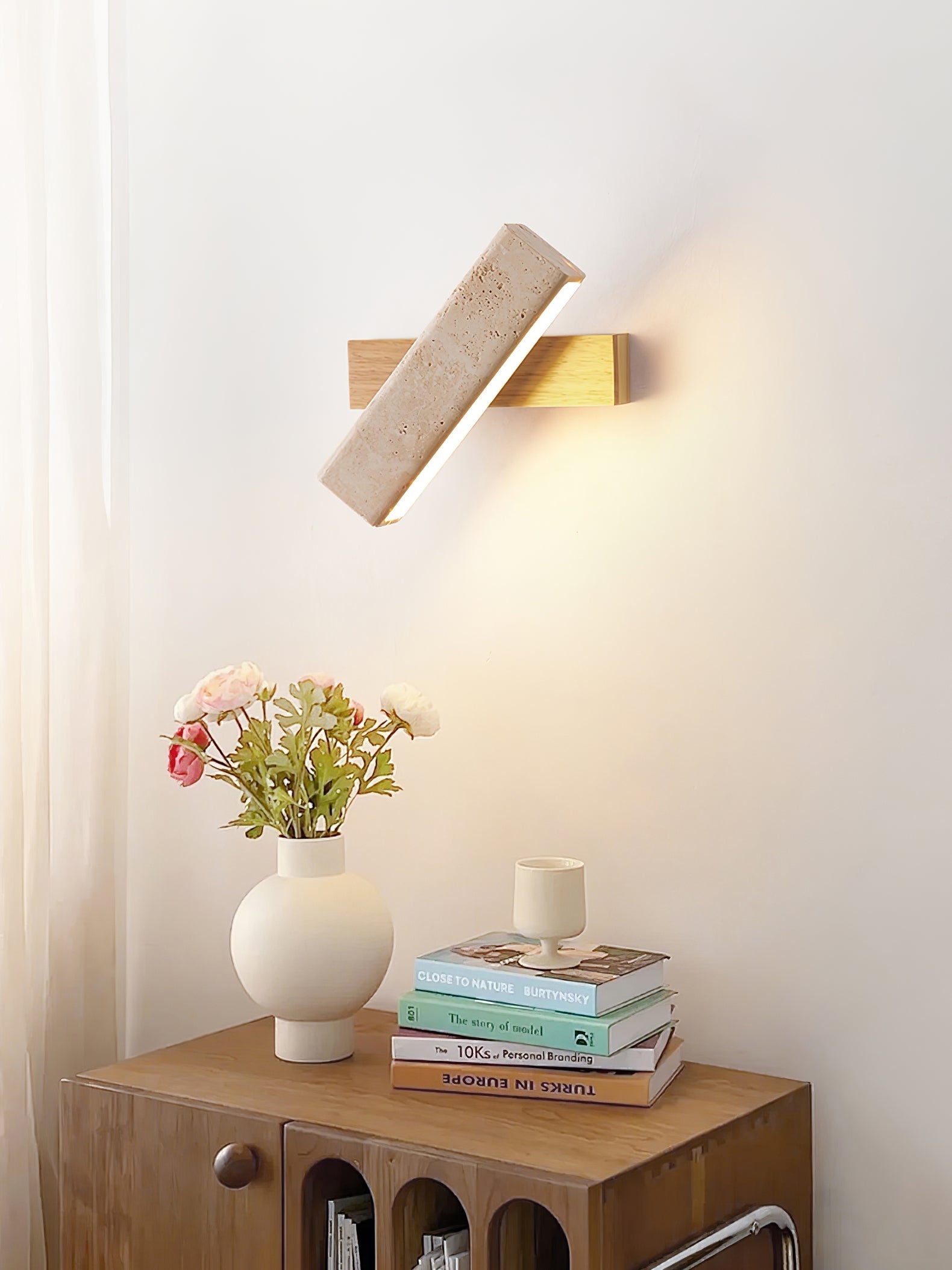 Esorora Rectangular Travertine Wall Light-Neutral Decor