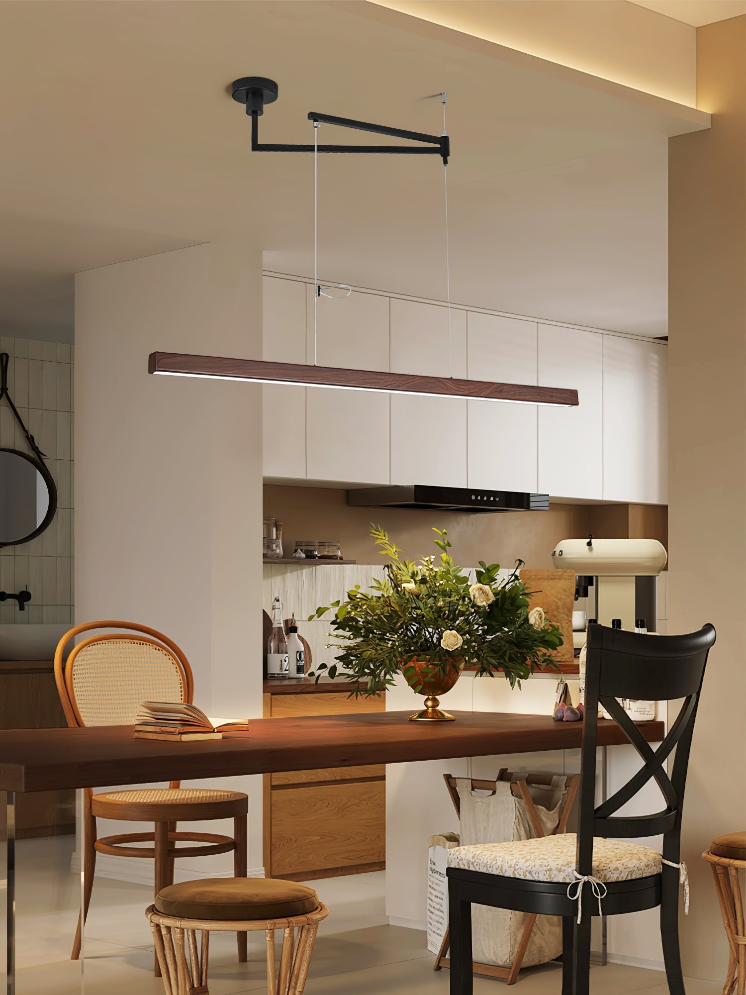 Sorva Swing Arm Linear Pendant Light-Neutral Decor