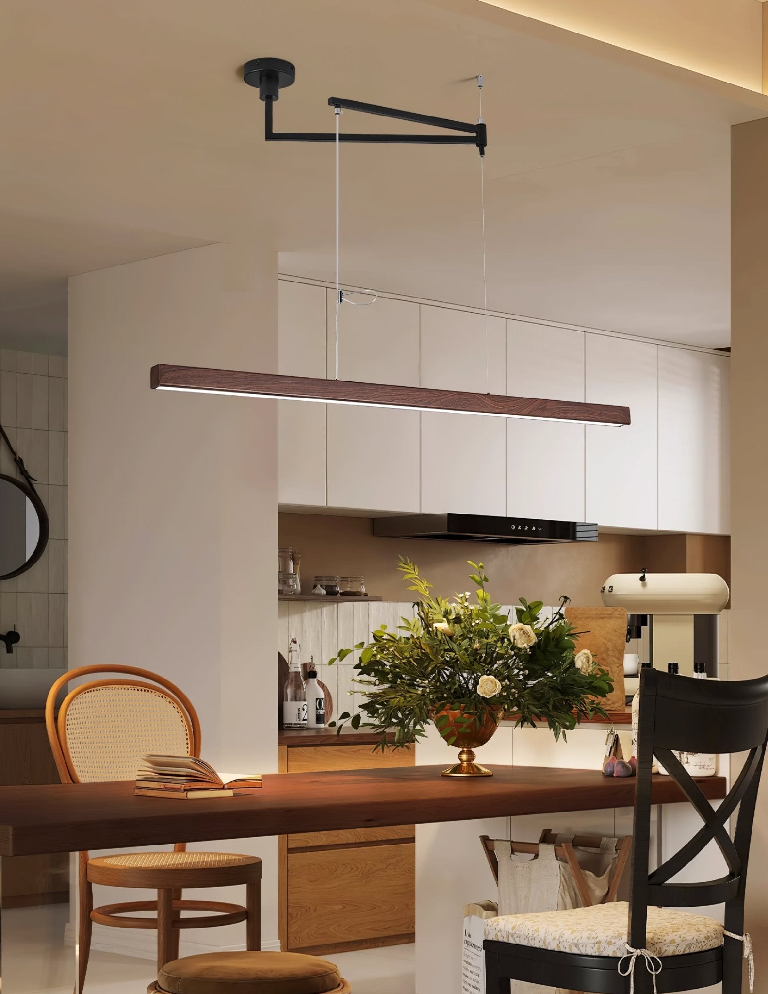 Sorva Swing Arm Linear Pendant Light-Neutral Decor
