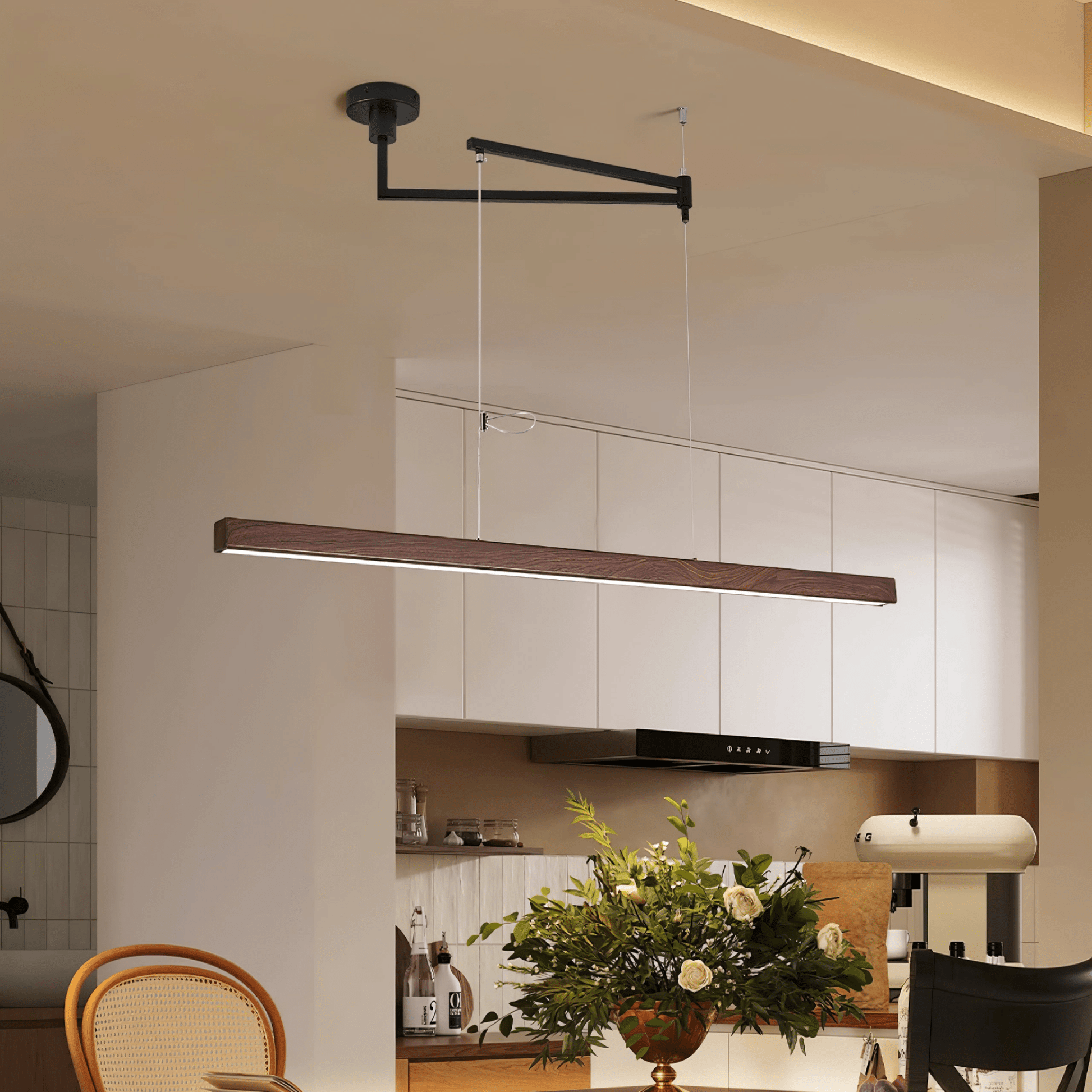 Sorva Swing Arm Linear Pendant Light-Neutral Decor
