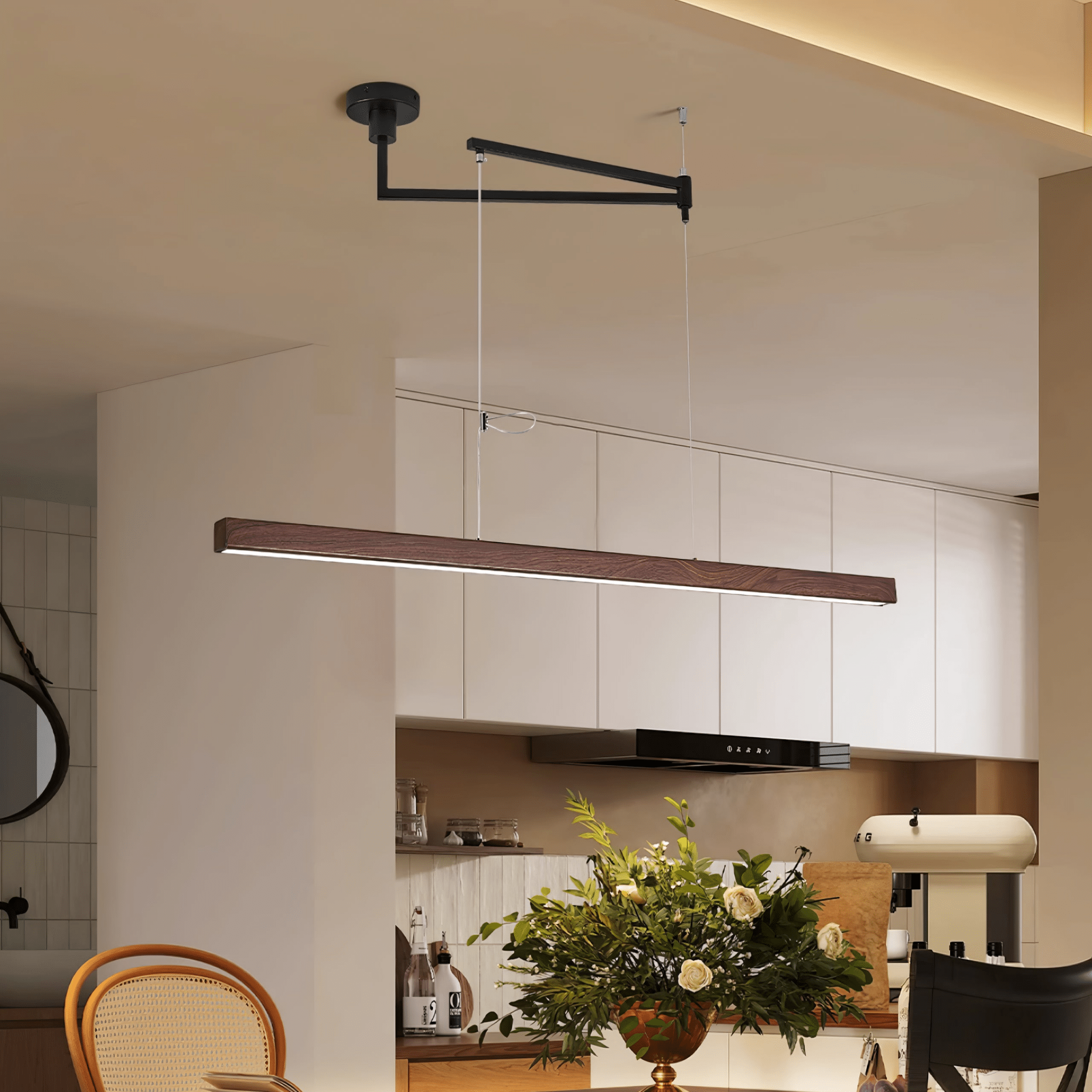 Sorva Swing Arm Linear Pendant Light-Neutral Decor