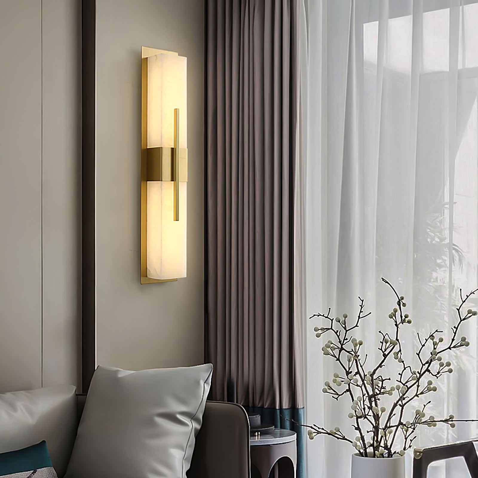 Lylirel Rectangular Alabaster Wall Light-Neutral Decor
