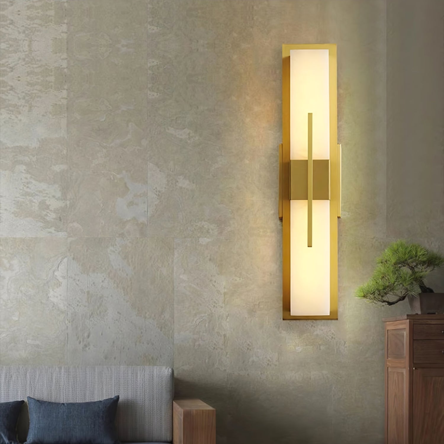 Lylirel Rectangular Alabaster Wall Light-Neutral Decor