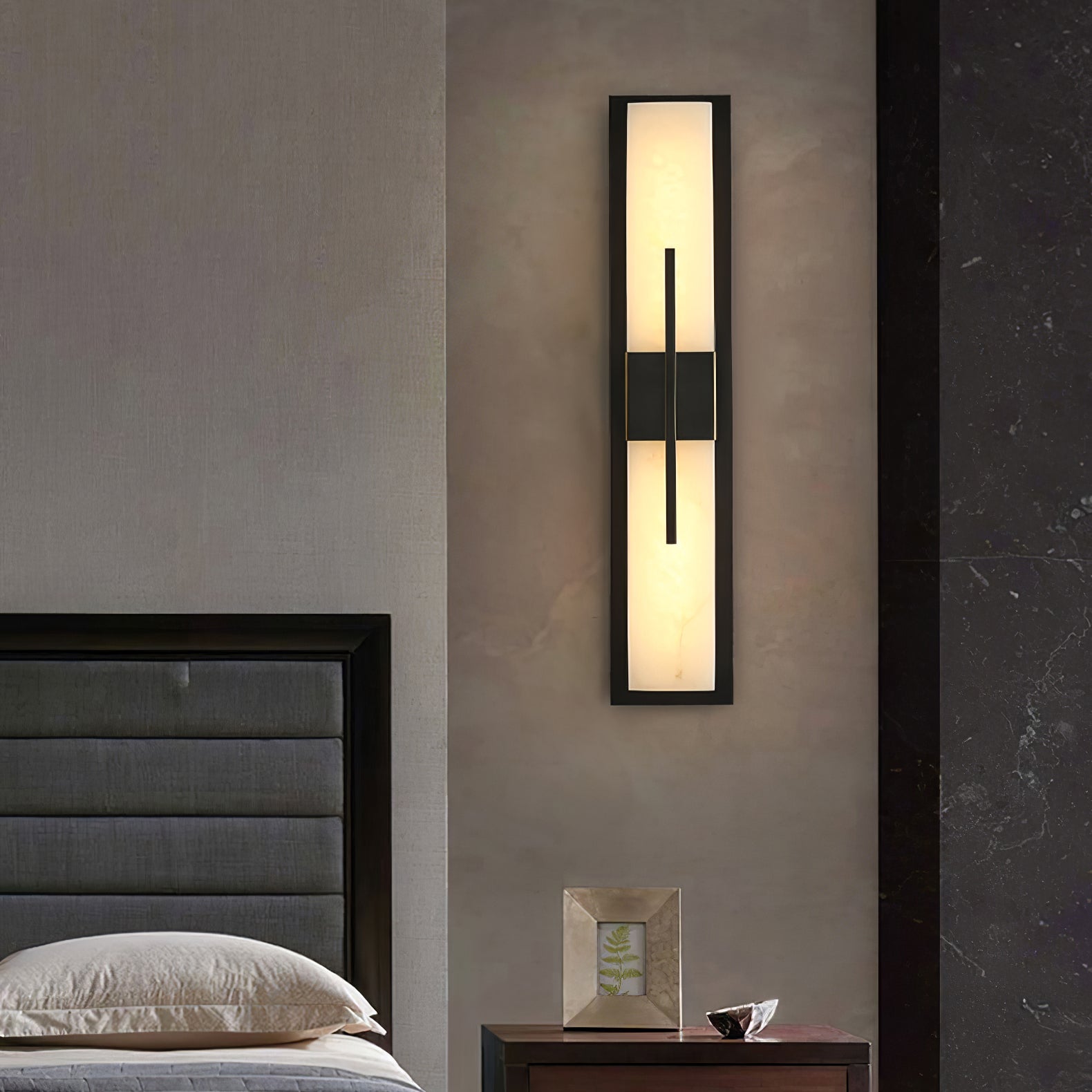 Lorix Rectangular Alabaster Wall Light-Neutral Decor