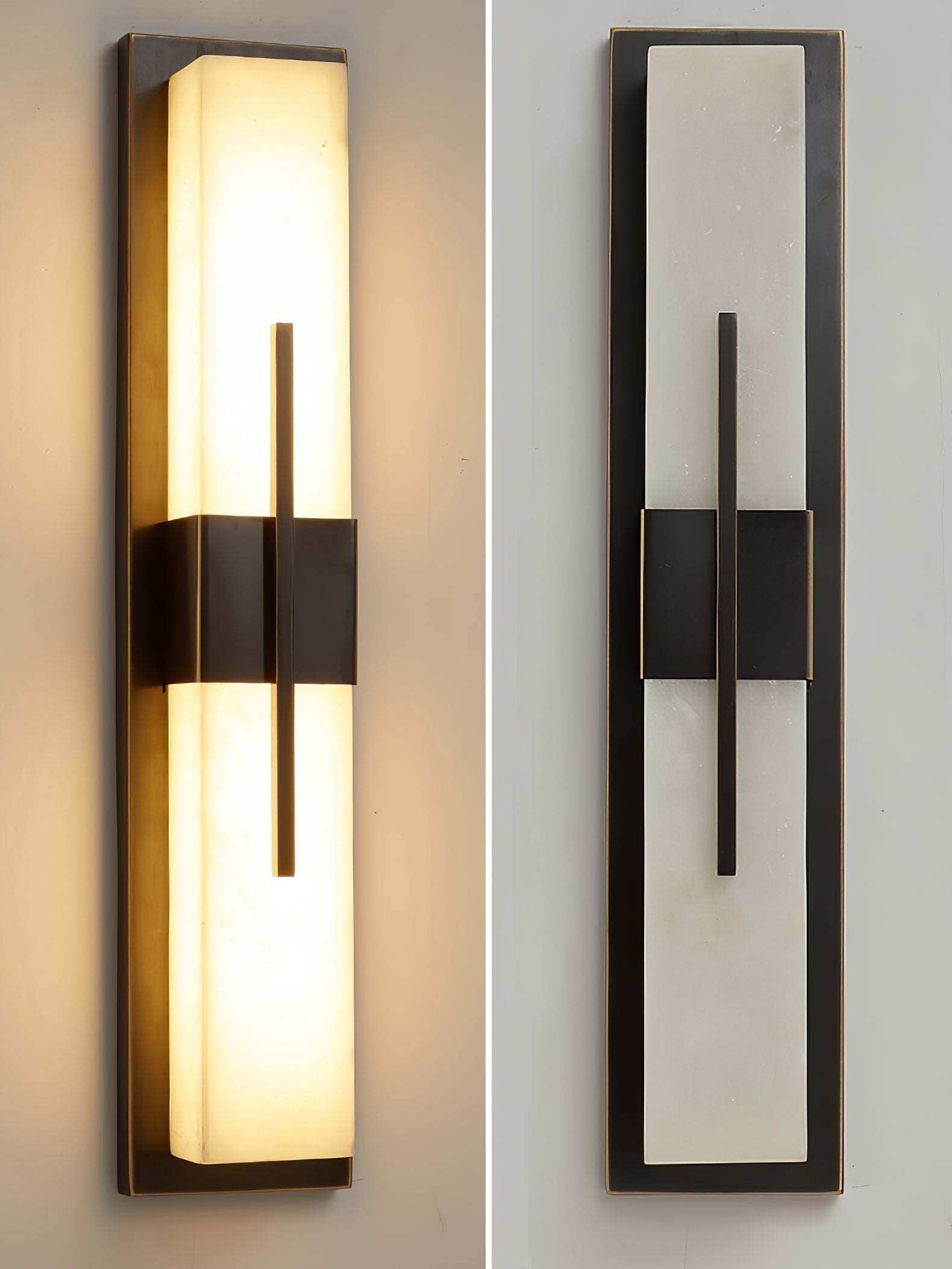 Lylirel Rectangular Alabaster Wall Light-Neutral Decor