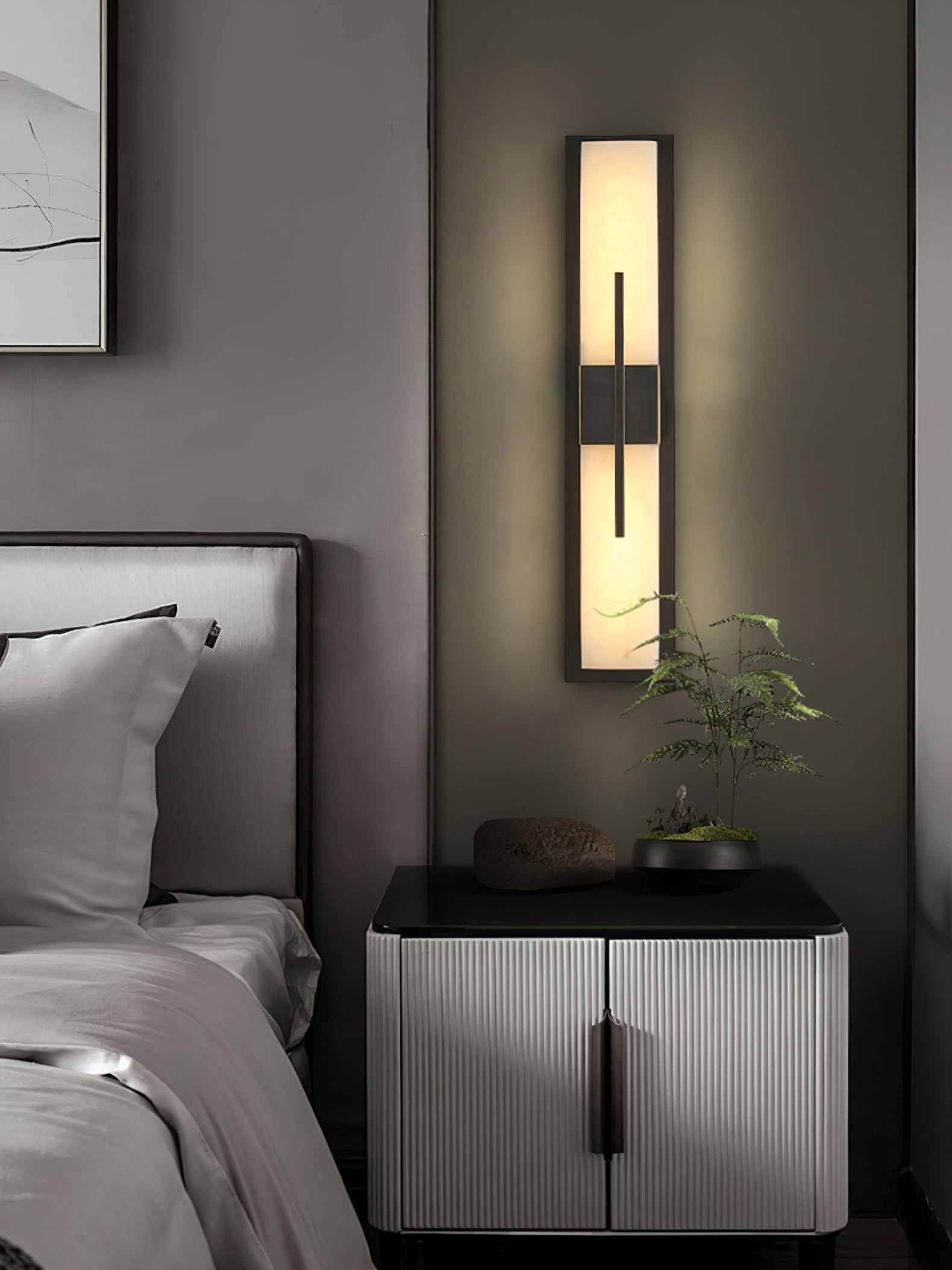 Lylirel Rectangular Alabaster Wall Light-Neutral Decor