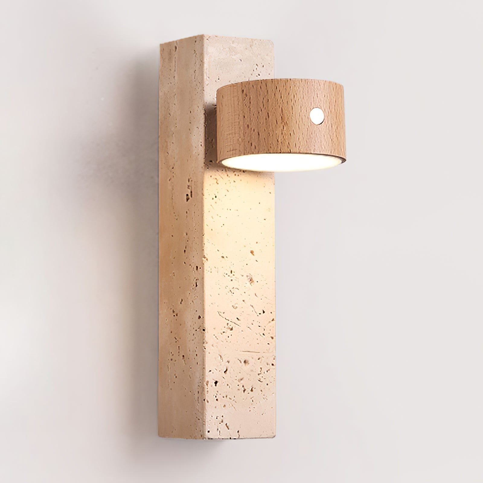 Dalvor Rectangular-Block Travertine Wall Light-Neutral Decor