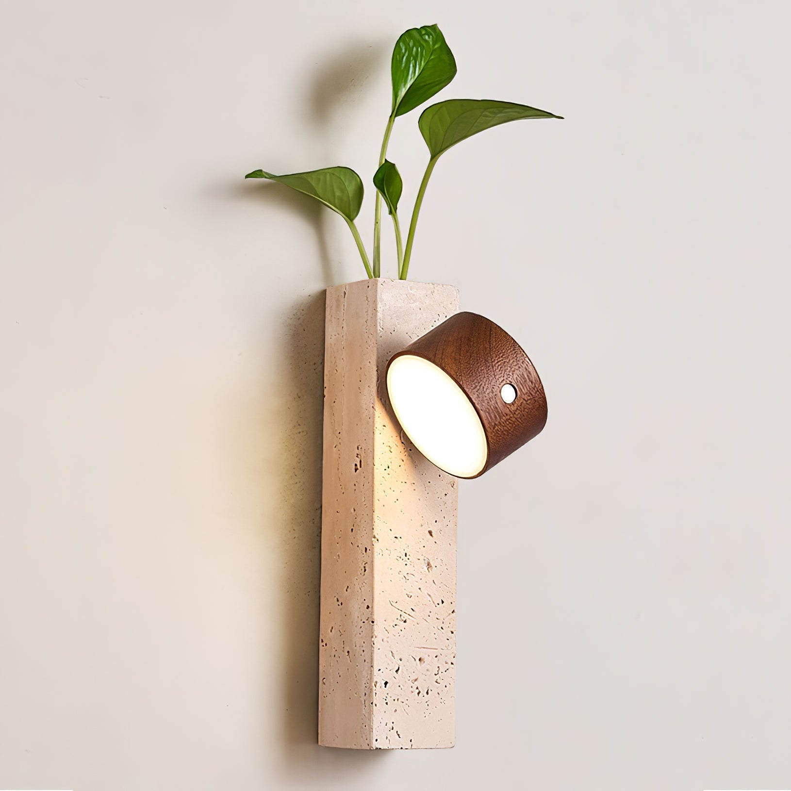 Dalvor Rectangular-Block Travertine Wall Light-Neutral Decor