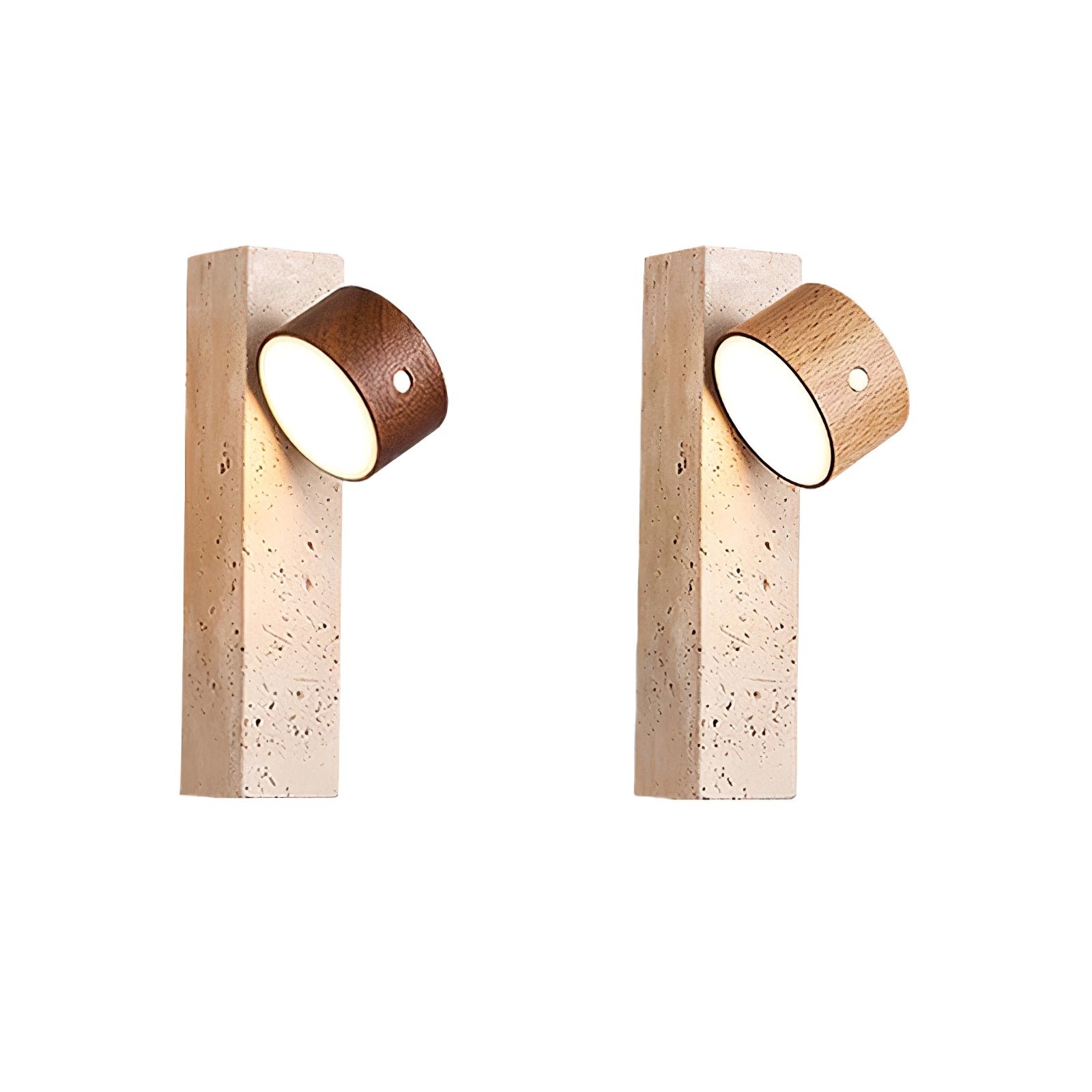 Dalvor Rectangular-Block Travertine Wall Light-Neutral Decor