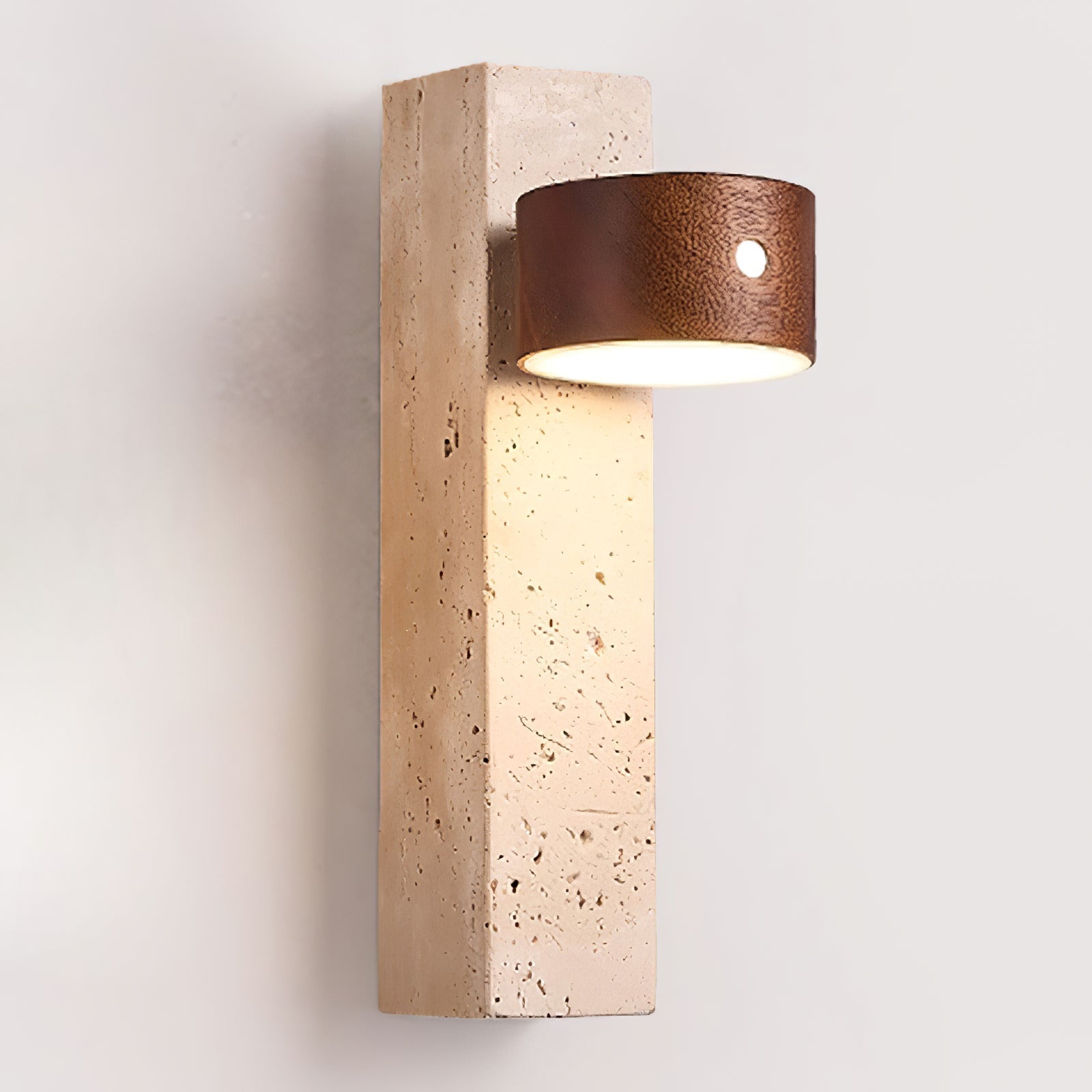 Dalvor Rectangular-Block Travertine Wall Light-Neutral Decor