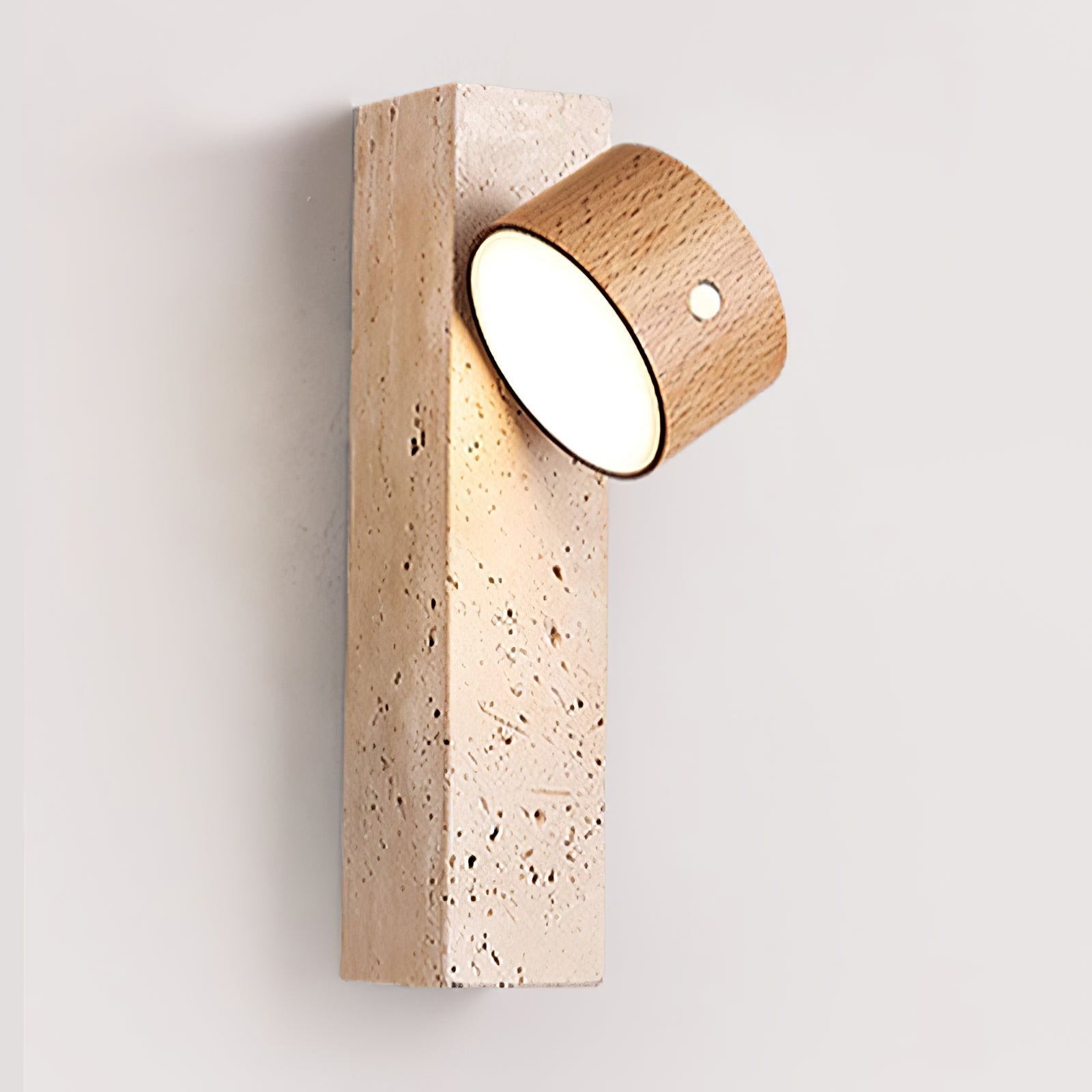 Dalvor Rectangular-Block Travertine Wall Light-Neutral Decor