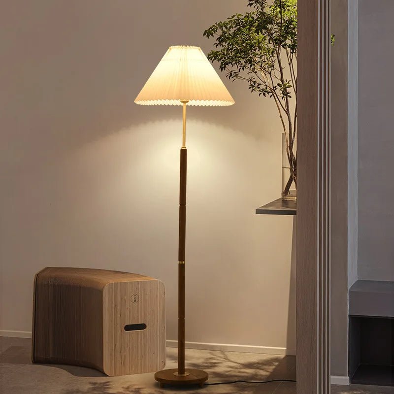 Haven Wood & Fabric Vintage Floor Lamp-Neutral Decor