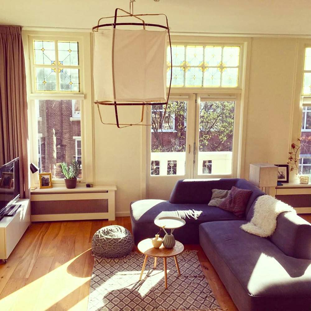 Lustra Pendant Lamp Bamboo Shade for Living Room-Neutral Decor