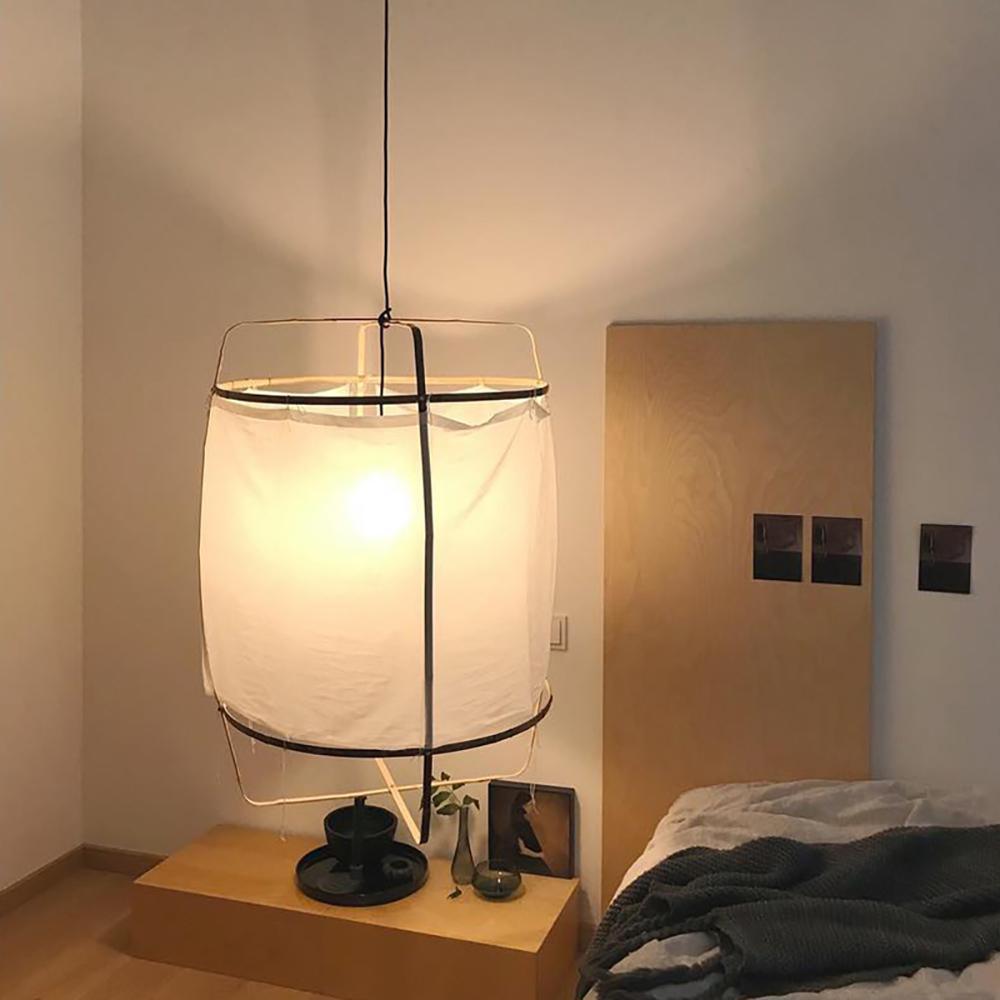 Lustra Pendant Lamp Bamboo Shade for Living Room-Neutral Decor