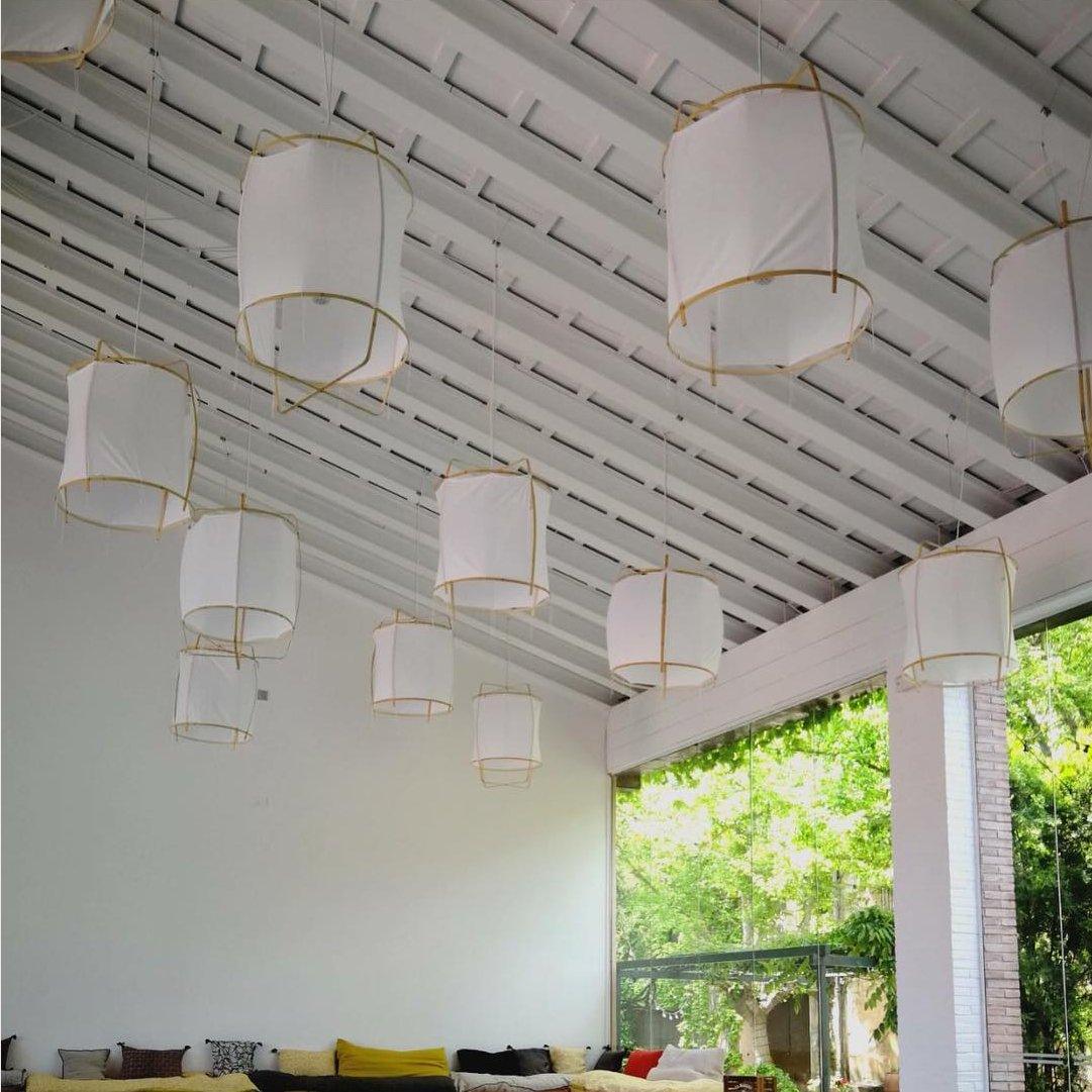 Lustra Pendant Lamp Bamboo Shade for Living Room-Neutral Decor