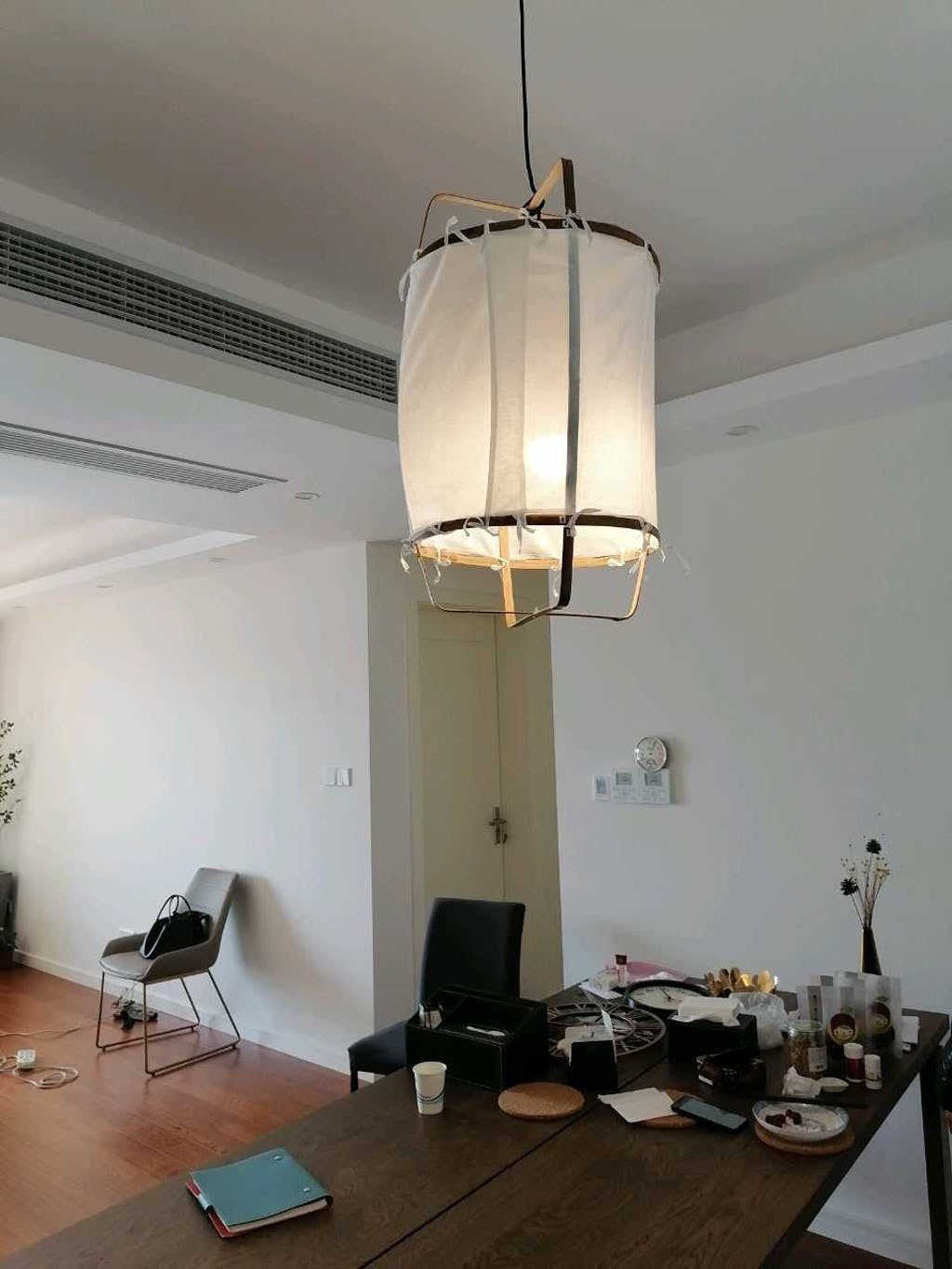 Lustra Pendant Lamp Bamboo Shade for Living Room-Neutral Decor